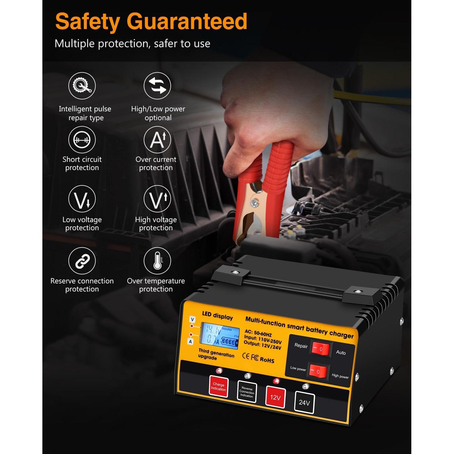 Cargador de Batería Automático Outerman MF-2C 12V/24V 12A