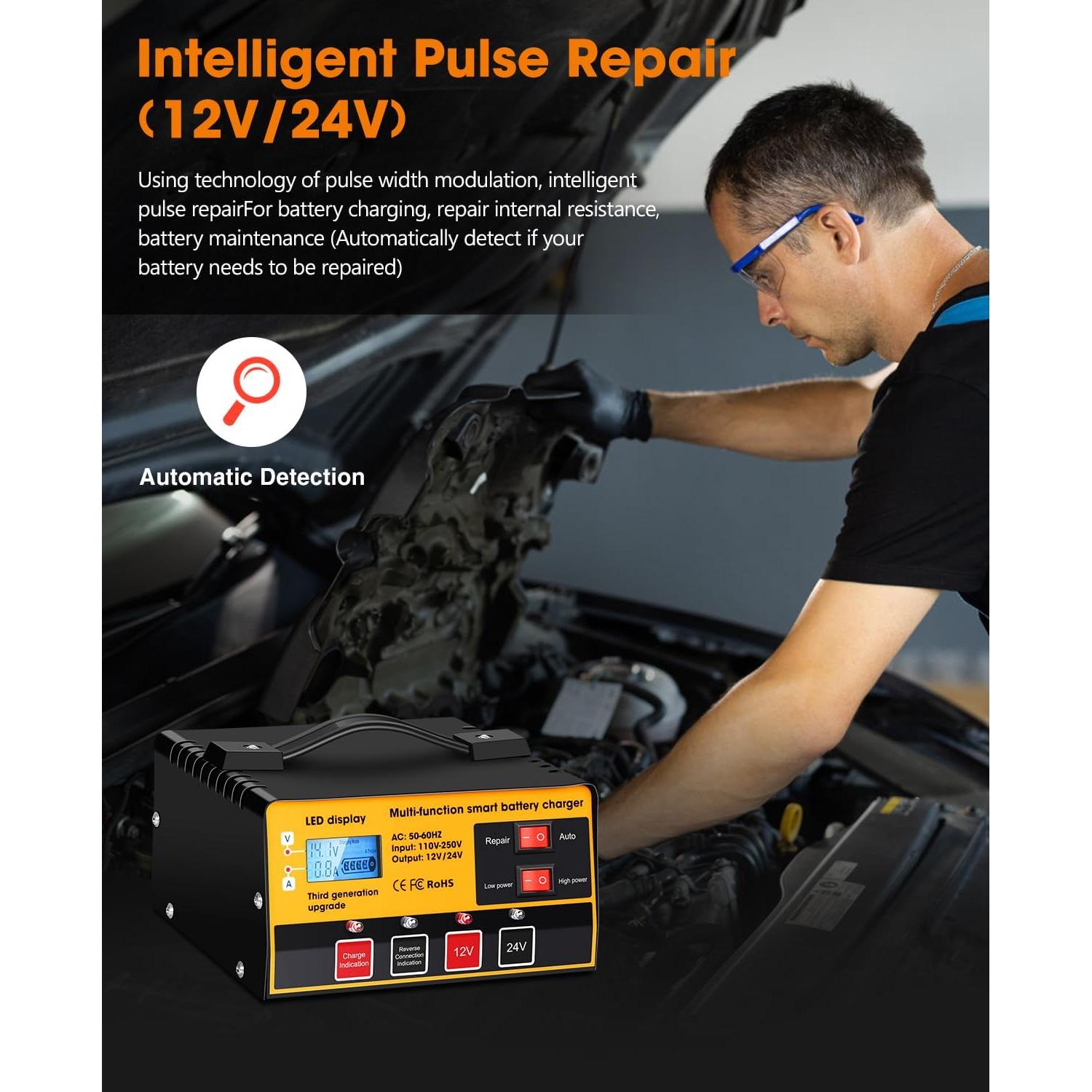 Cargador de Batería Automático Outerman MF-2C 12V/24V 12A