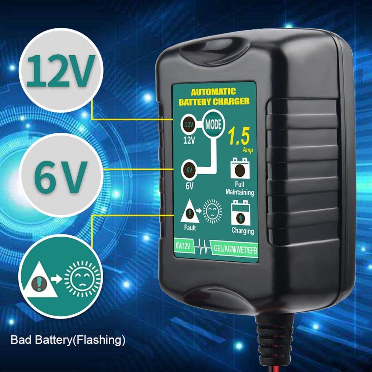Cargador de Batería Inteligente 12V/6V Vemote 1.5A Automático
