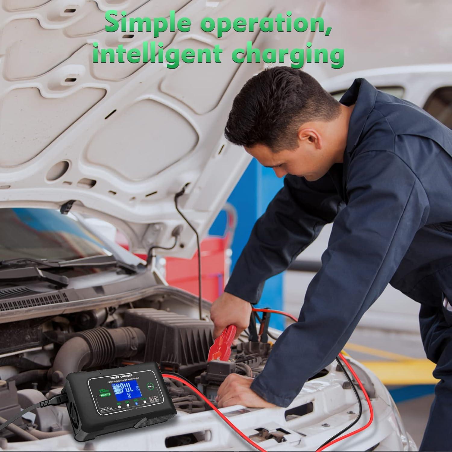 Cargador de Batería 12V/24V 25A Haisitio - Mantenedor y Desulfatador