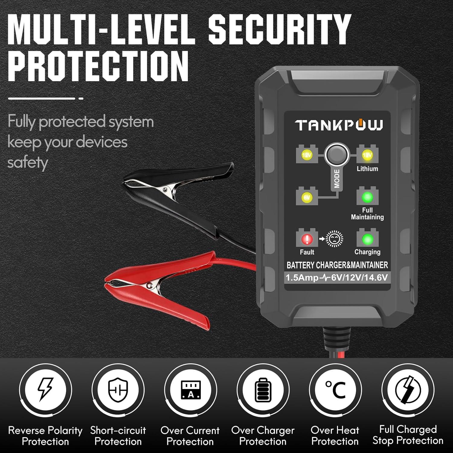 Cargador de Batería Inteligente TANKPOW 1.5A 6V/12V