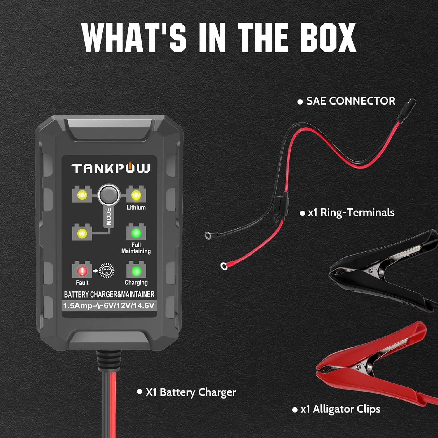 Cargador de Batería Inteligente TANKPOW 1.5A 6V/12V