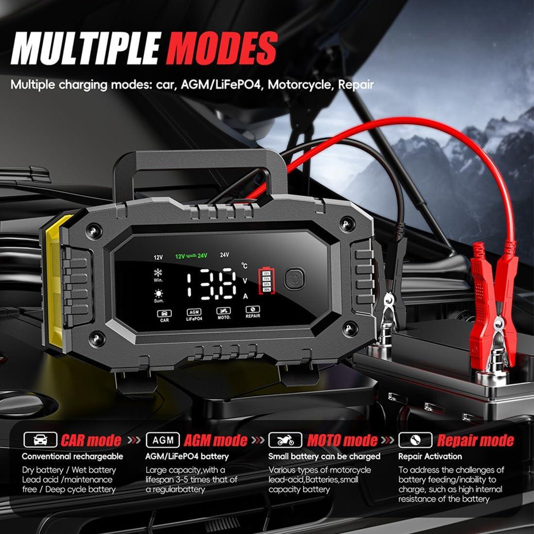 Cargador de Batería Inteligente 10A 12V/24V HB - Mantenedor y Desulfatador