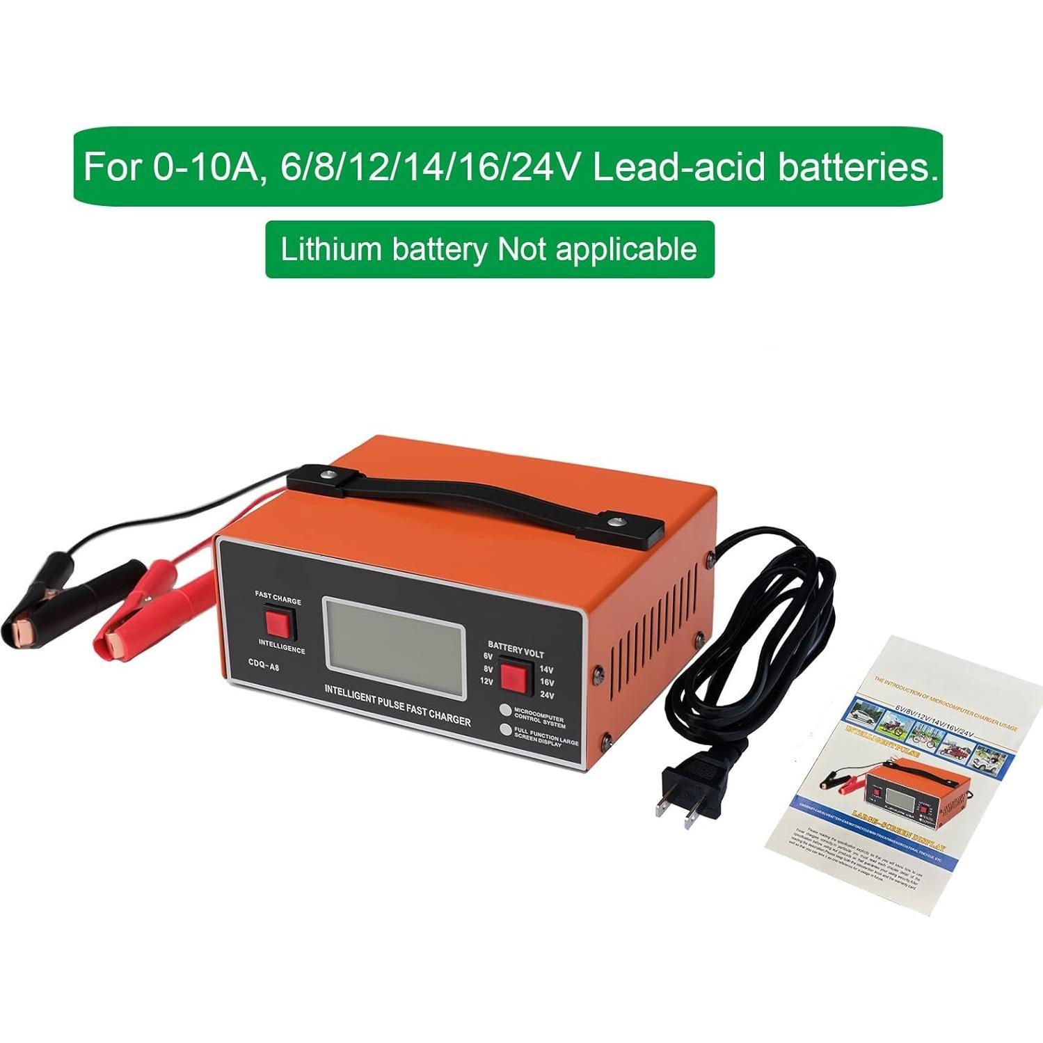 Cargador de Batería Inteligente JYEASTZ 6-24V 0-10A Naranja