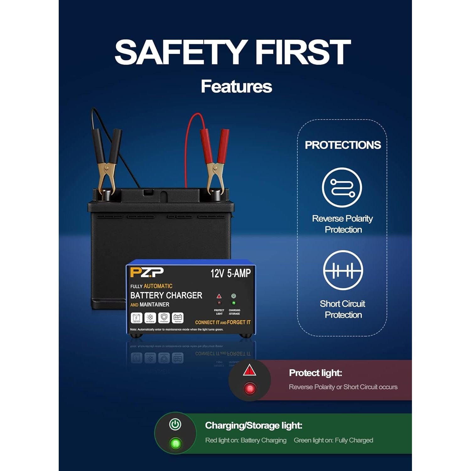 Cargador de Batería Inteligente 12V 5A PZ.P con Desulfatador