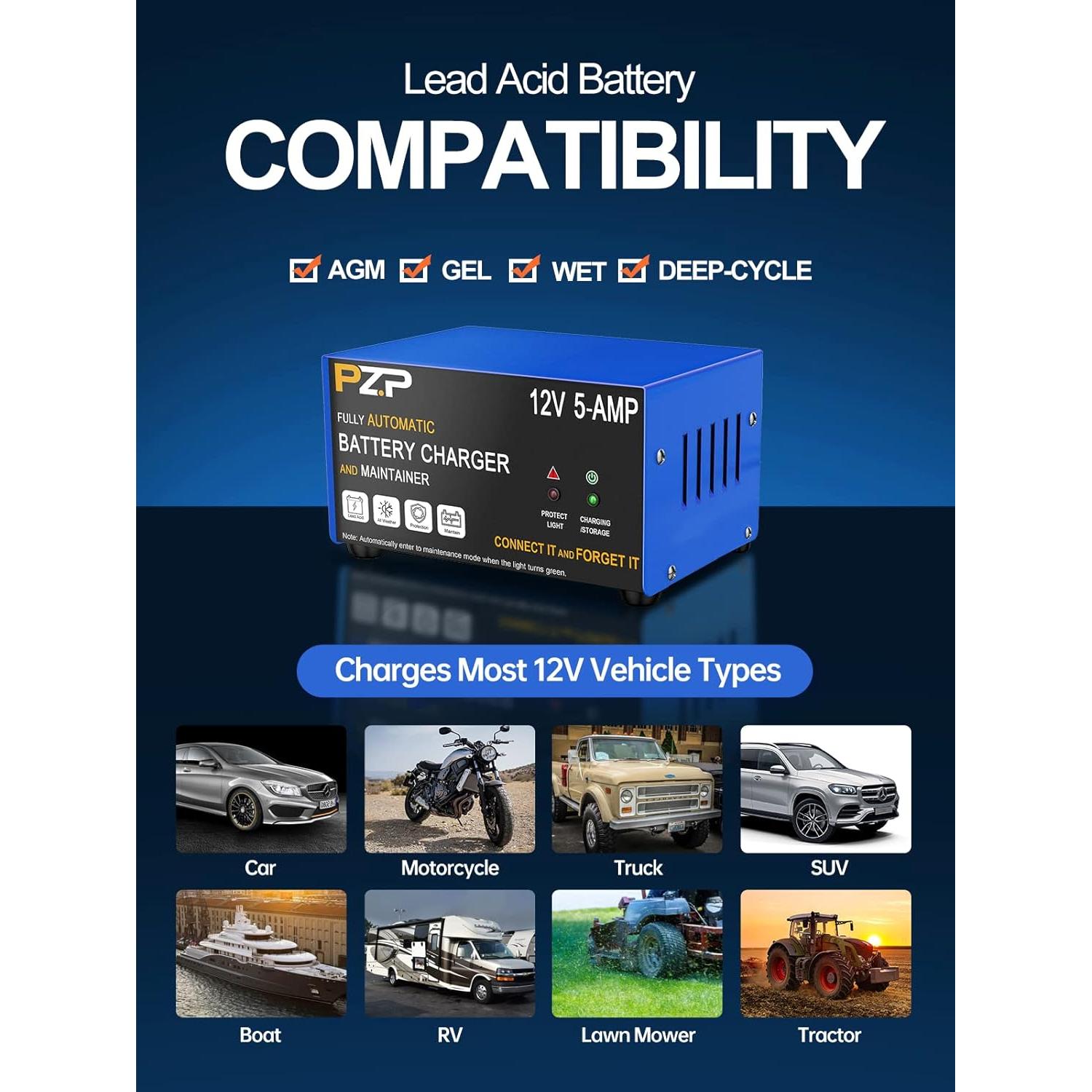 Cargador de Batería Inteligente 12V 5A PZ.P con Desulfatador