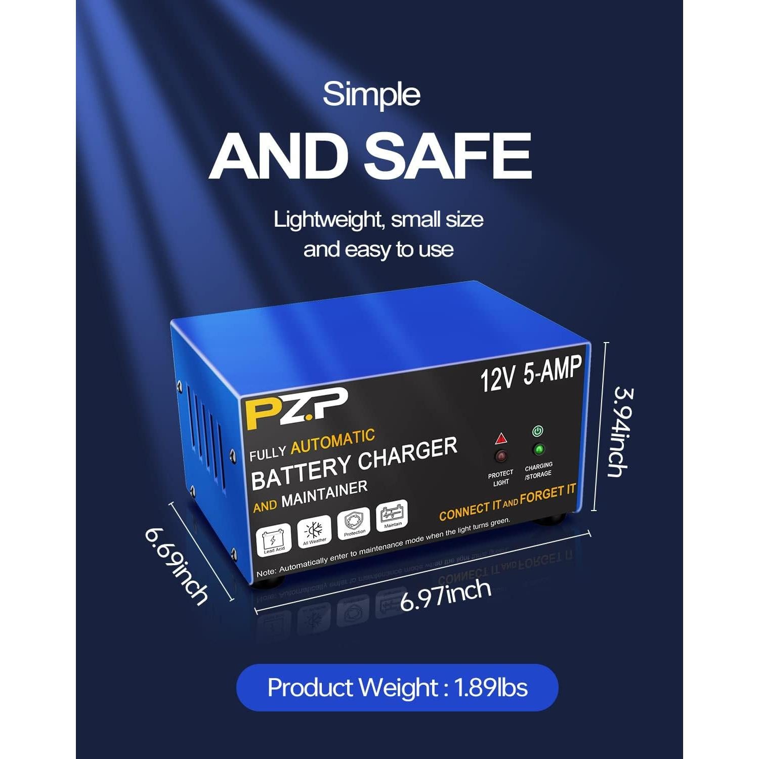 Cargador de Batería Inteligente 12V 5A PZ.P con Desulfatador