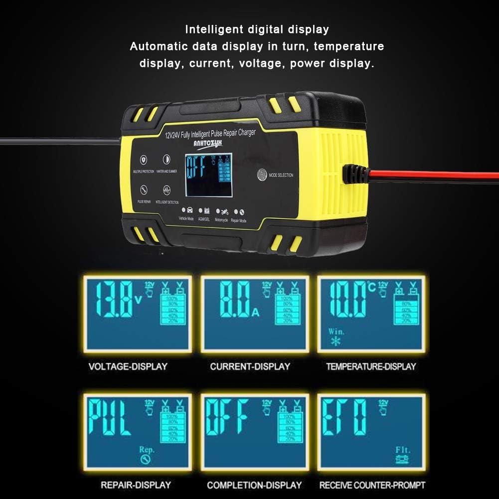 Cargador de Batería Inteligente Haofy 12V/24V 8A/4A con LCD