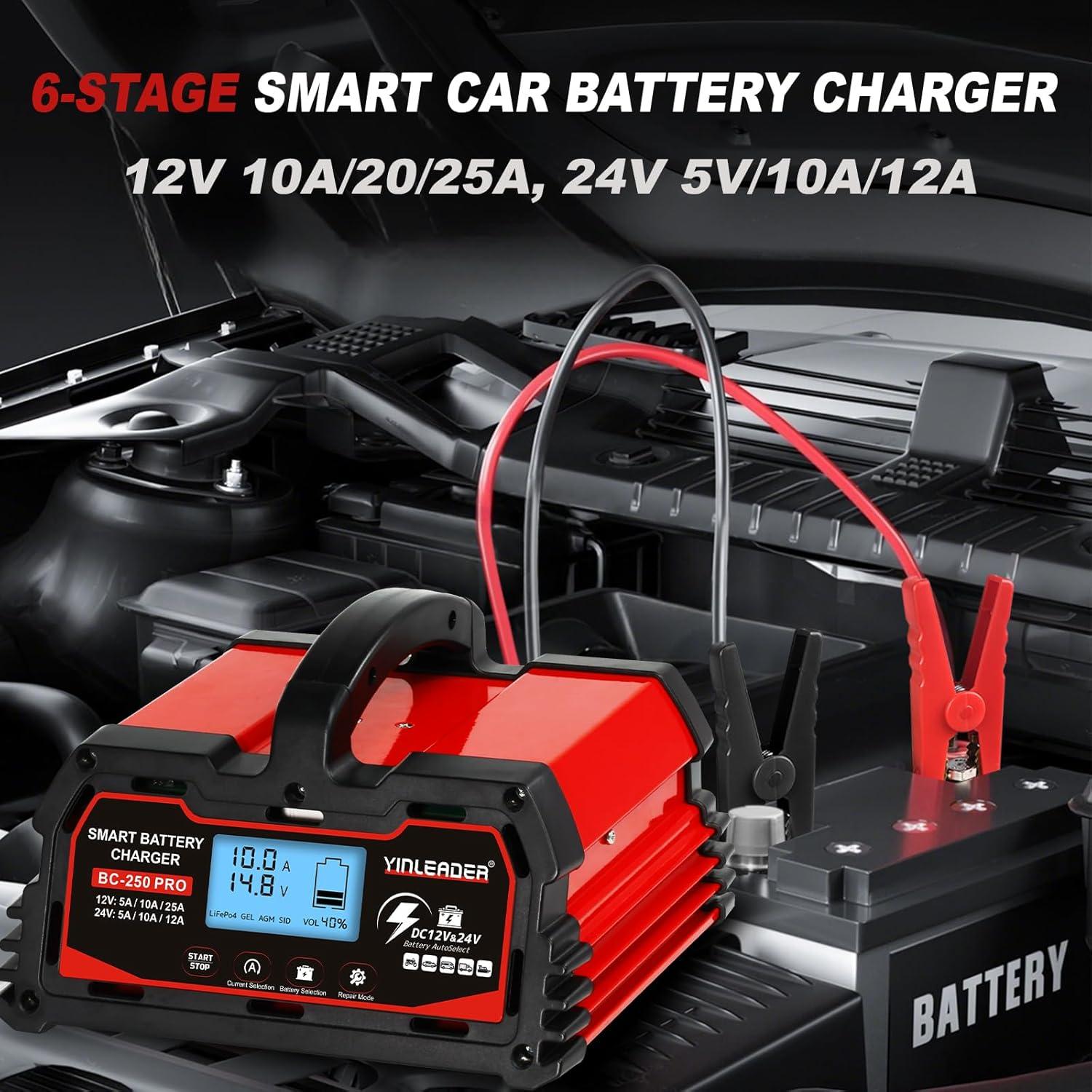 Cargador de Batería Inteligente 25A Yinleader 12V/24V