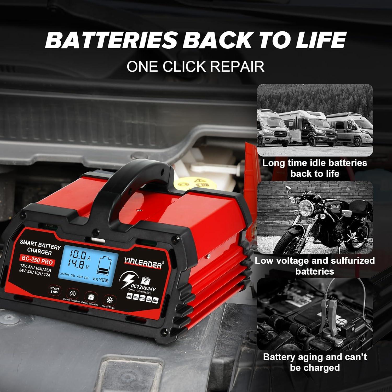 Cargador de Batería Inteligente 25A Yinleader 12V/24V