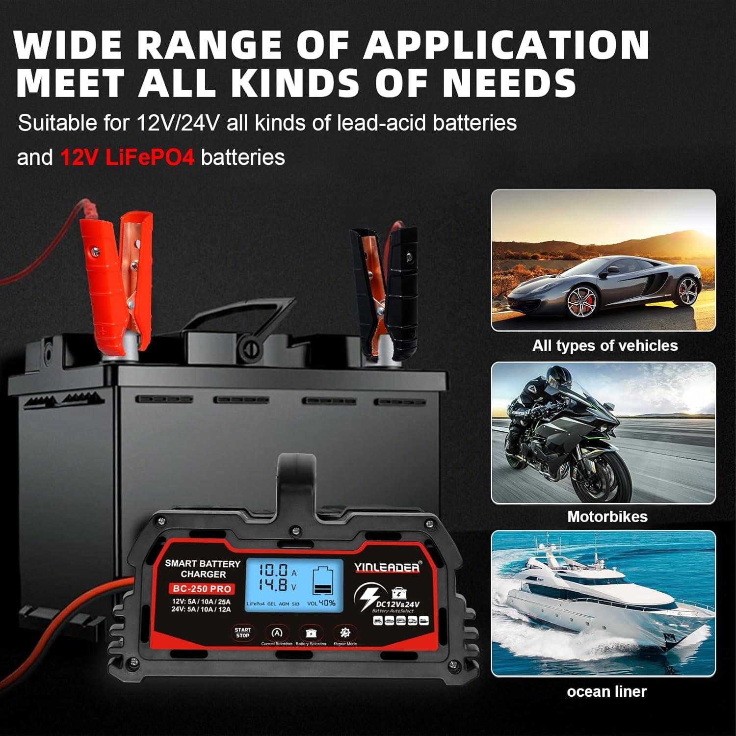 Cargador de Batería Inteligente 25A Yinleader 12V/24V