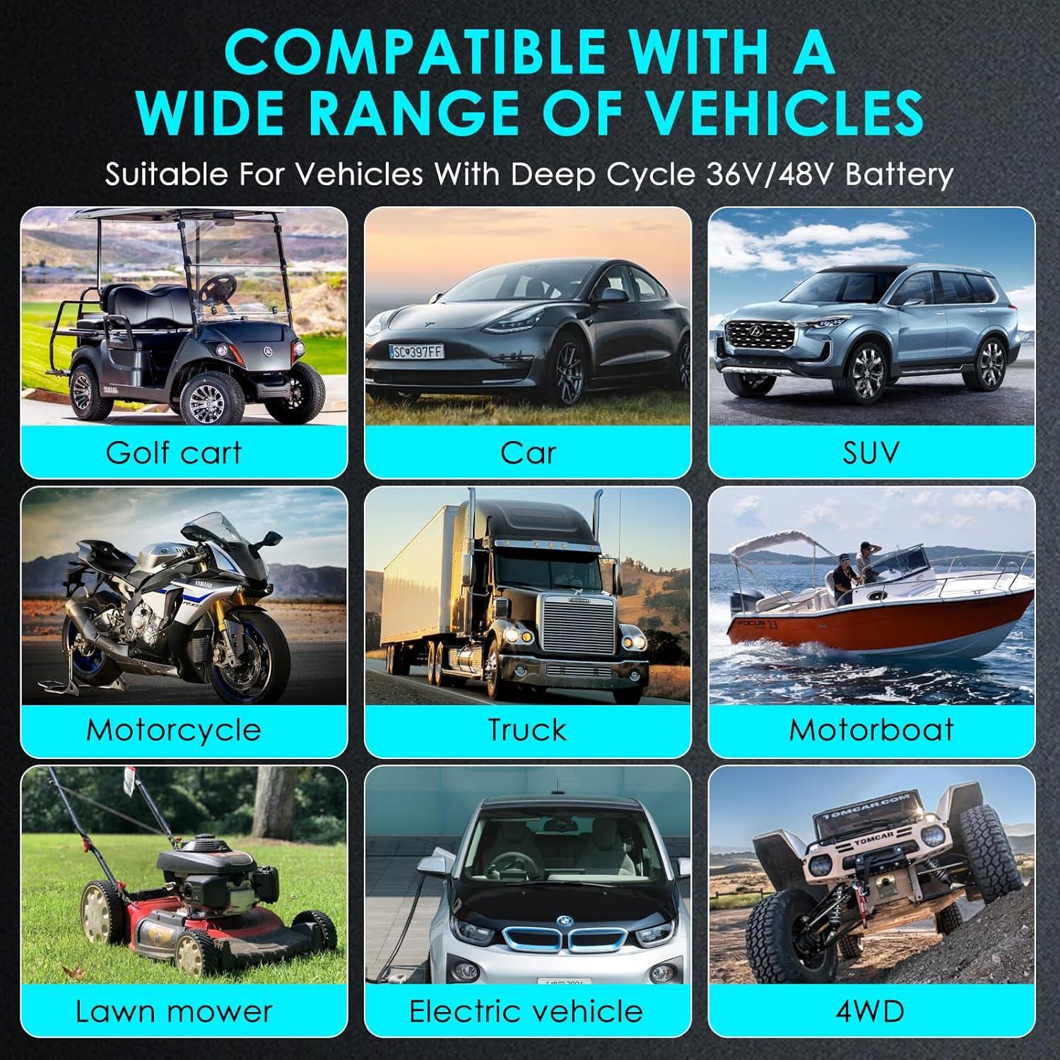 Cargador Inteligente 36V/48V Cuscos para Carro de Golf