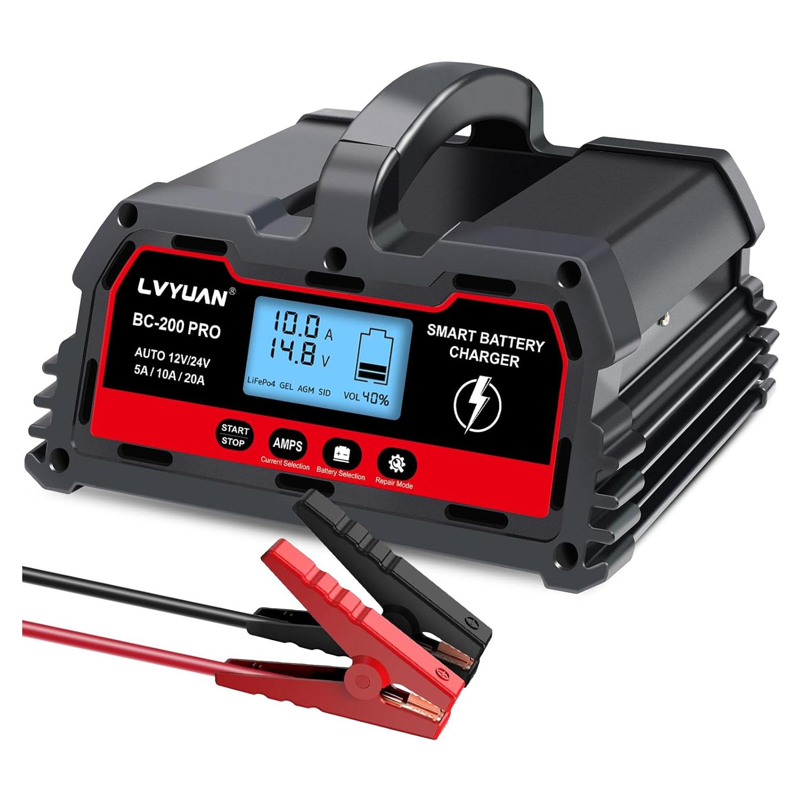 Cargador de Batería de Coche LVYUAN 20A 12V/24V Inteligente