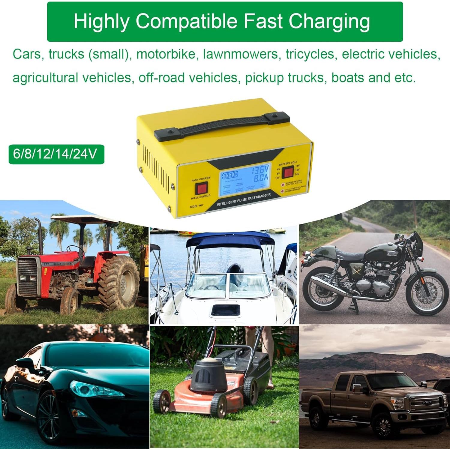 Cargador de Batería Automotriz JYEASTZ 6-24V 0-10A Inteligente