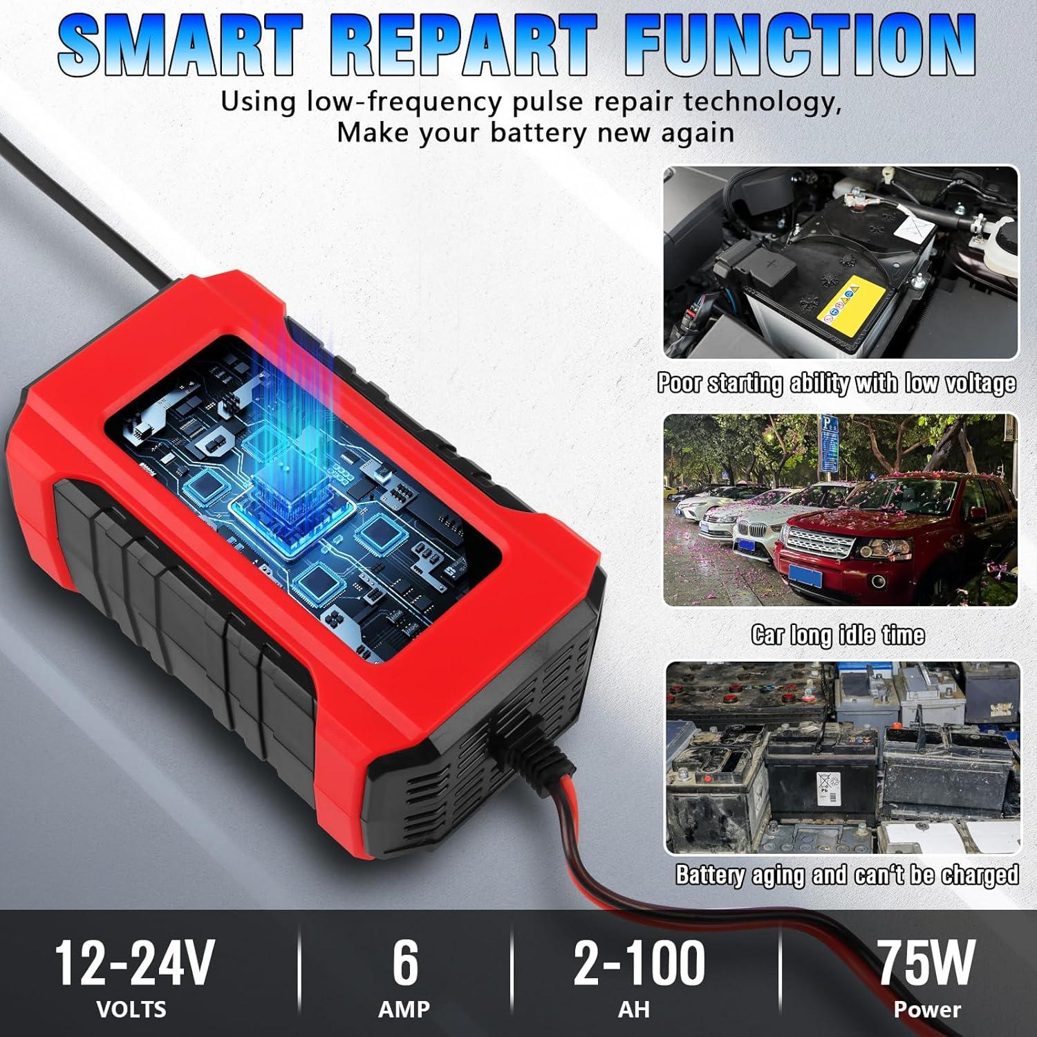 Cargador de Batería Automático JESTMOTOR 12V 24V 6A