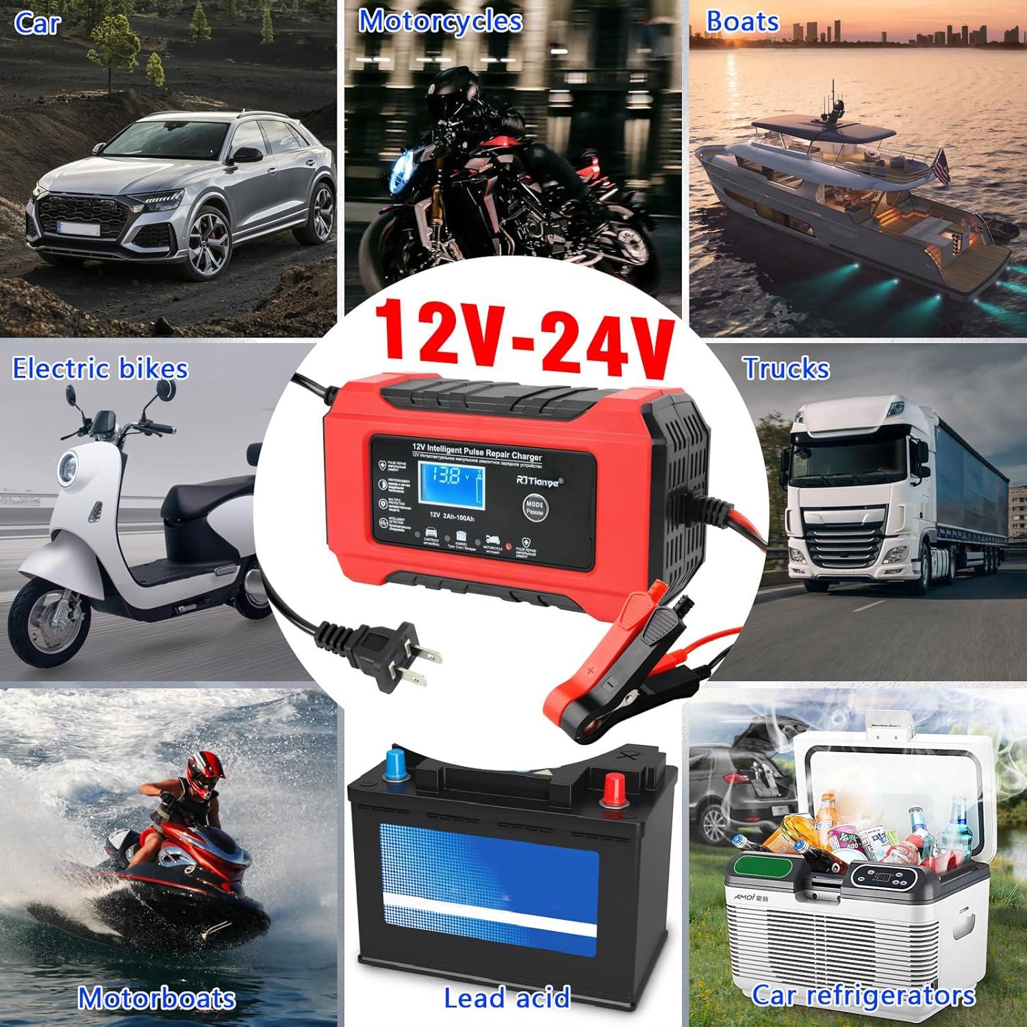 Cargador de Batería Automático JESTMOTOR 12V 24V 6A
