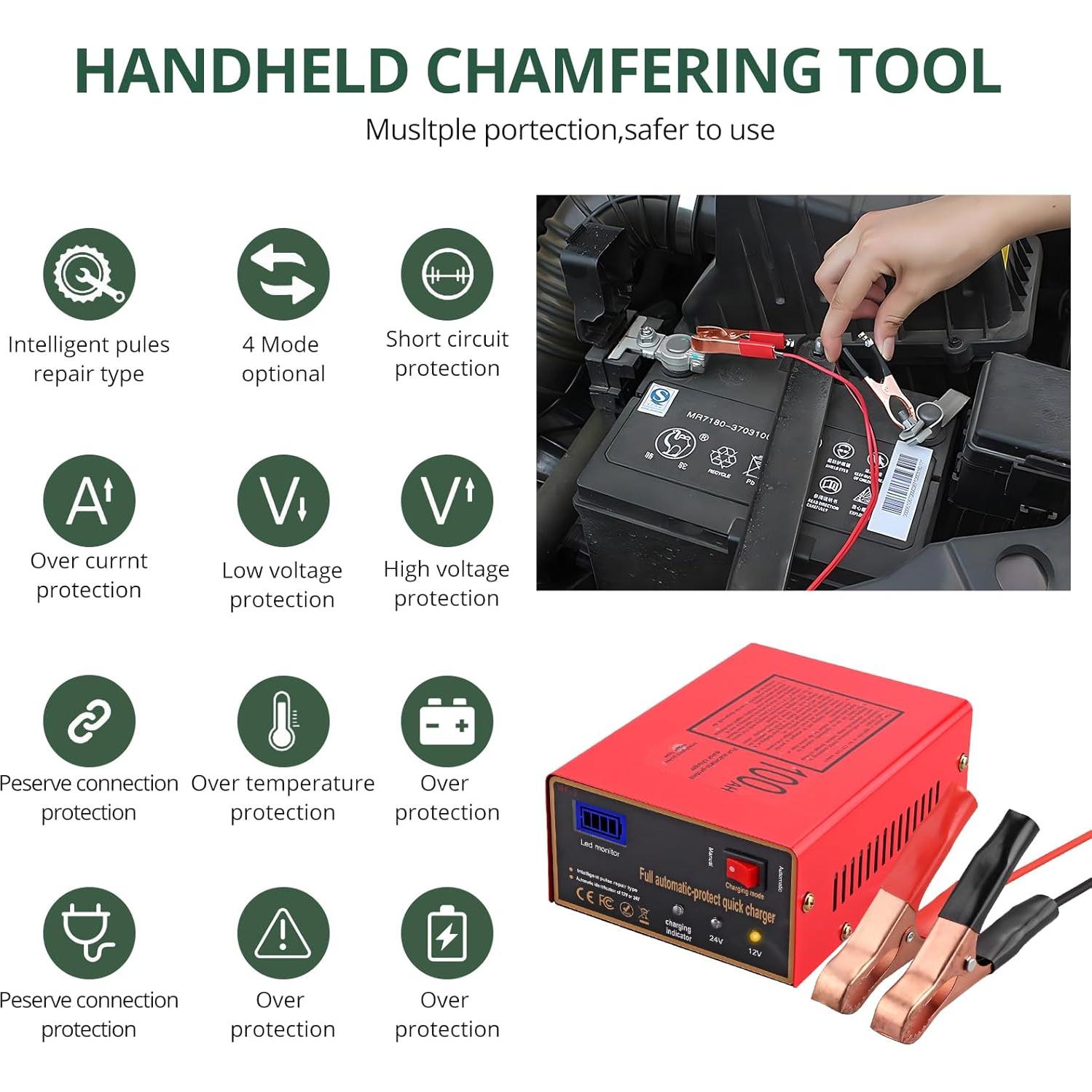 Cargador de Batería Inteligente 12V/24V 10A AUTTGINN Rojo