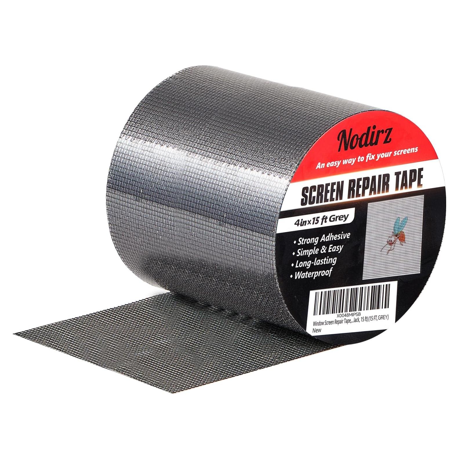 Window Screen Repair Tape, Screen Rrepair Kit for Windows or Doors Screen Repair, Strong Adhesive Screen Patch Repair Kit Mesh Repair(4 in X 15 FT, Grey)