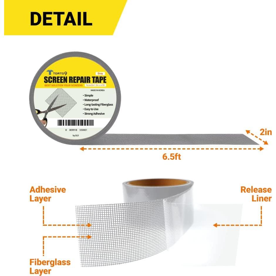 Cinta de Reparación de Pantallas TORTO9 5.08 cm x 1.98 m Gris