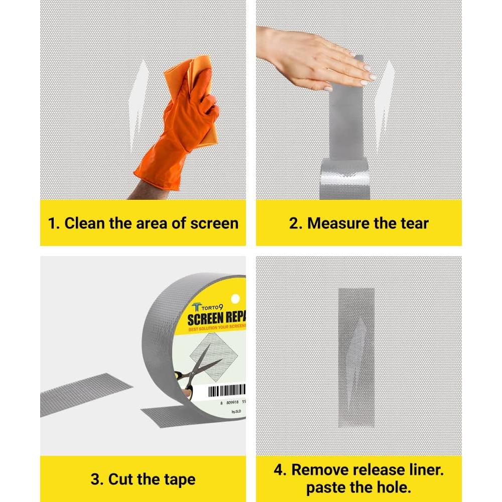 Cinta de Reparación de Pantallas TORTO9 5.08 cm x 1.98 m Gris