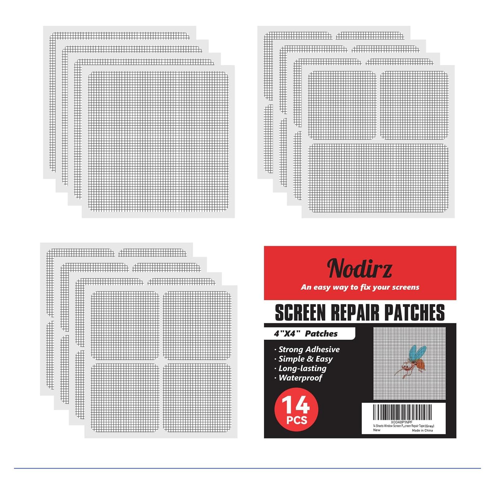 Kit de 14 Parches de Reparación de Pantallas Nodirz Gris