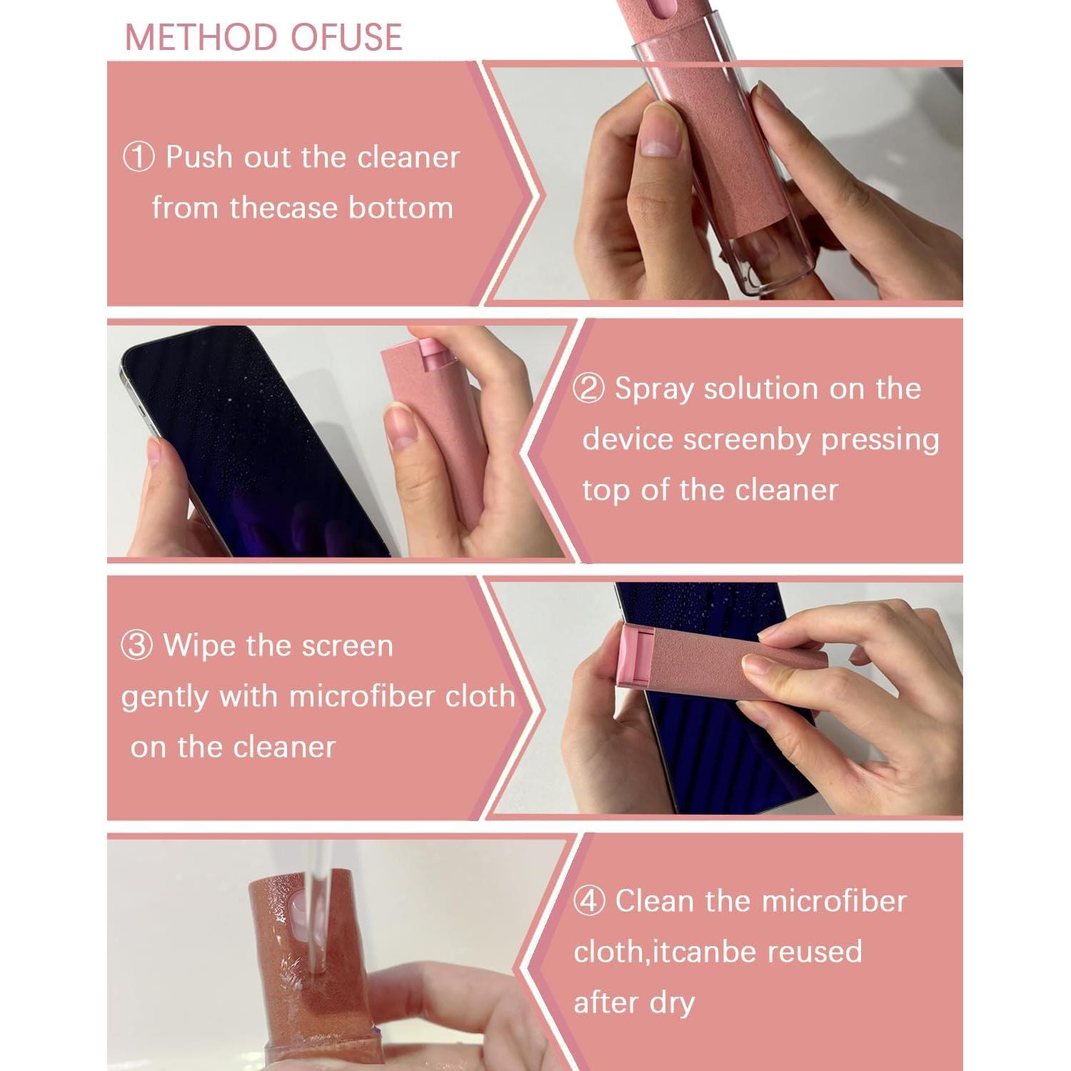 Kit Limpiador de Pantallas 2 en 1 Mketnymy Rosa y Negro