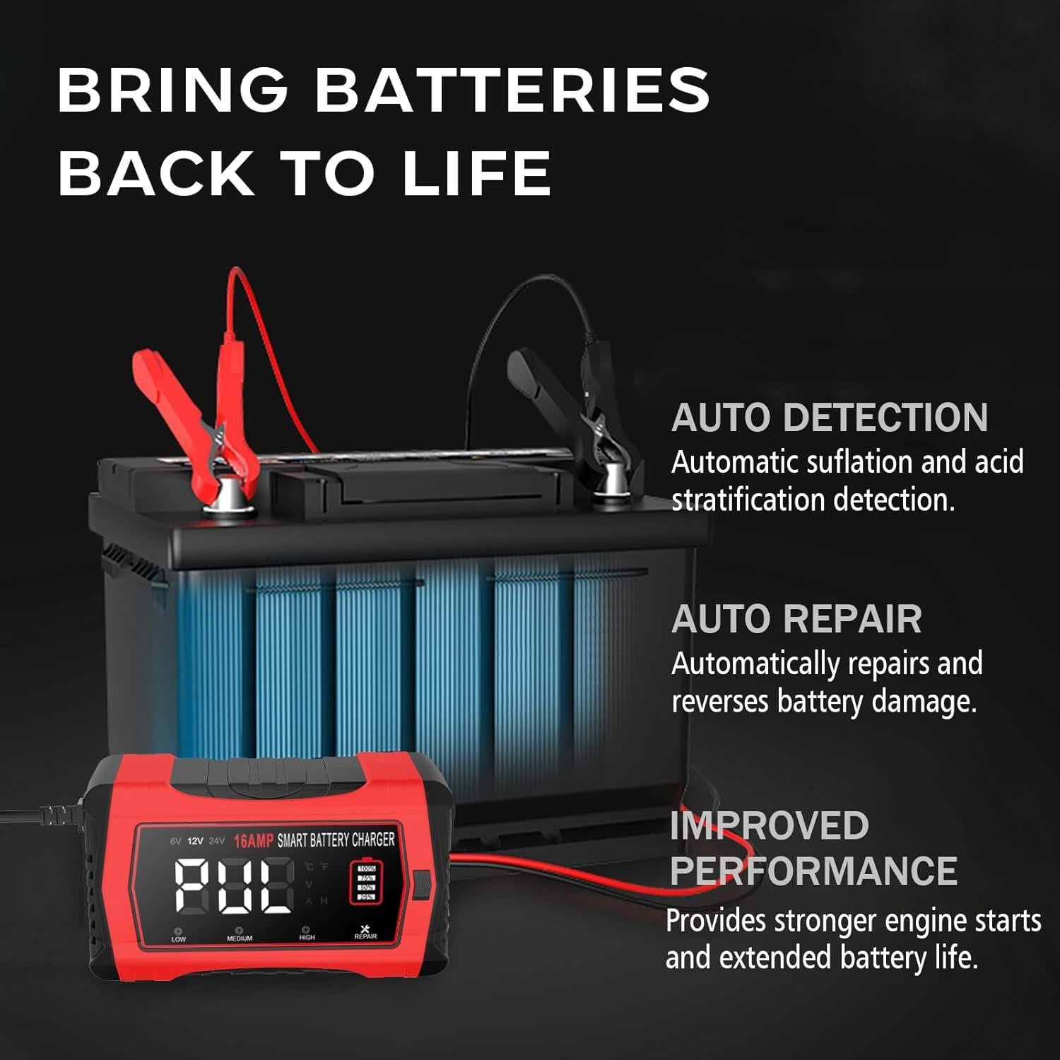 Cargador de Batería Inteligente Dght 16A 12V/24V Litio/Plomo