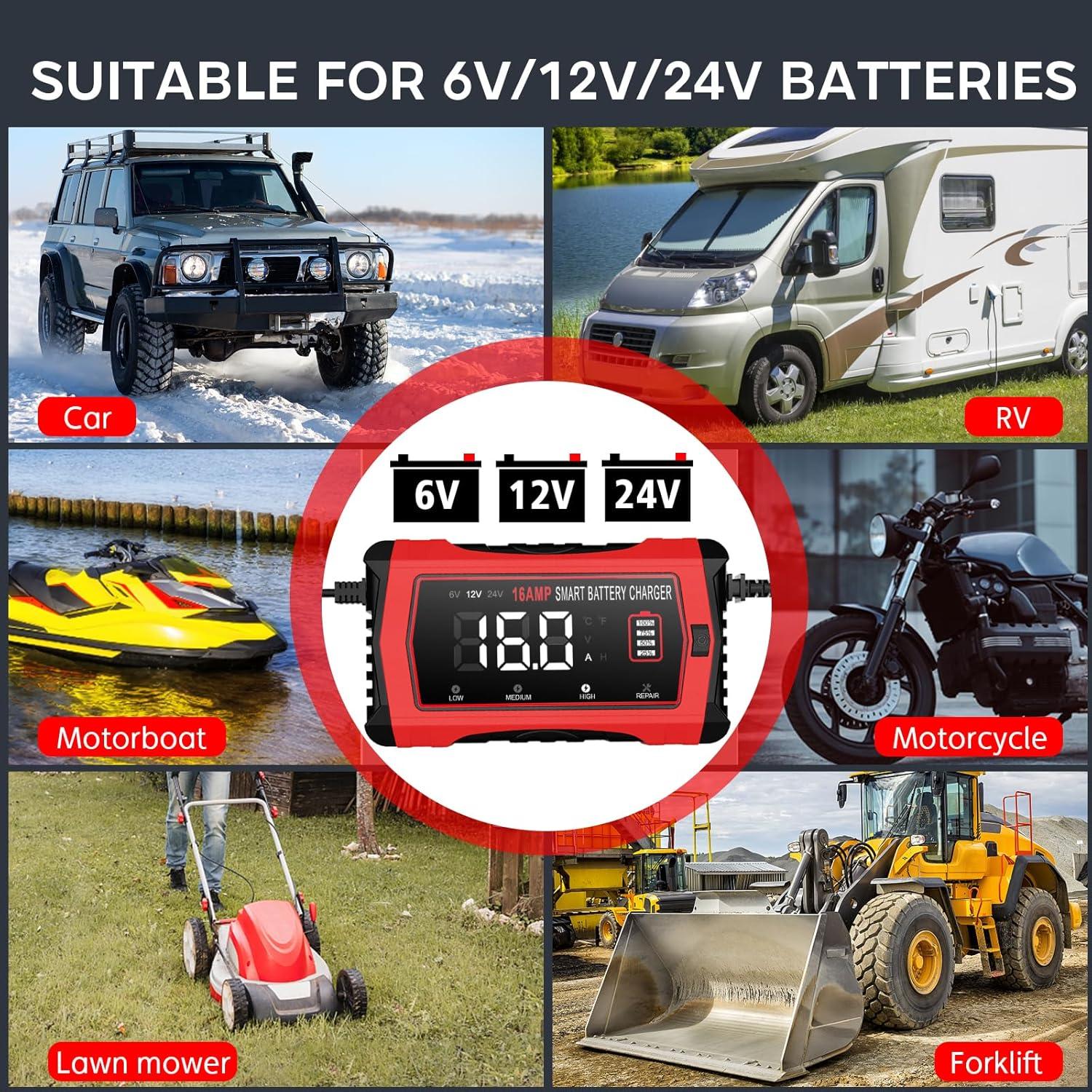 Cargador de Batería Inteligente Dght 16A 12V/24V Litio/Plomo