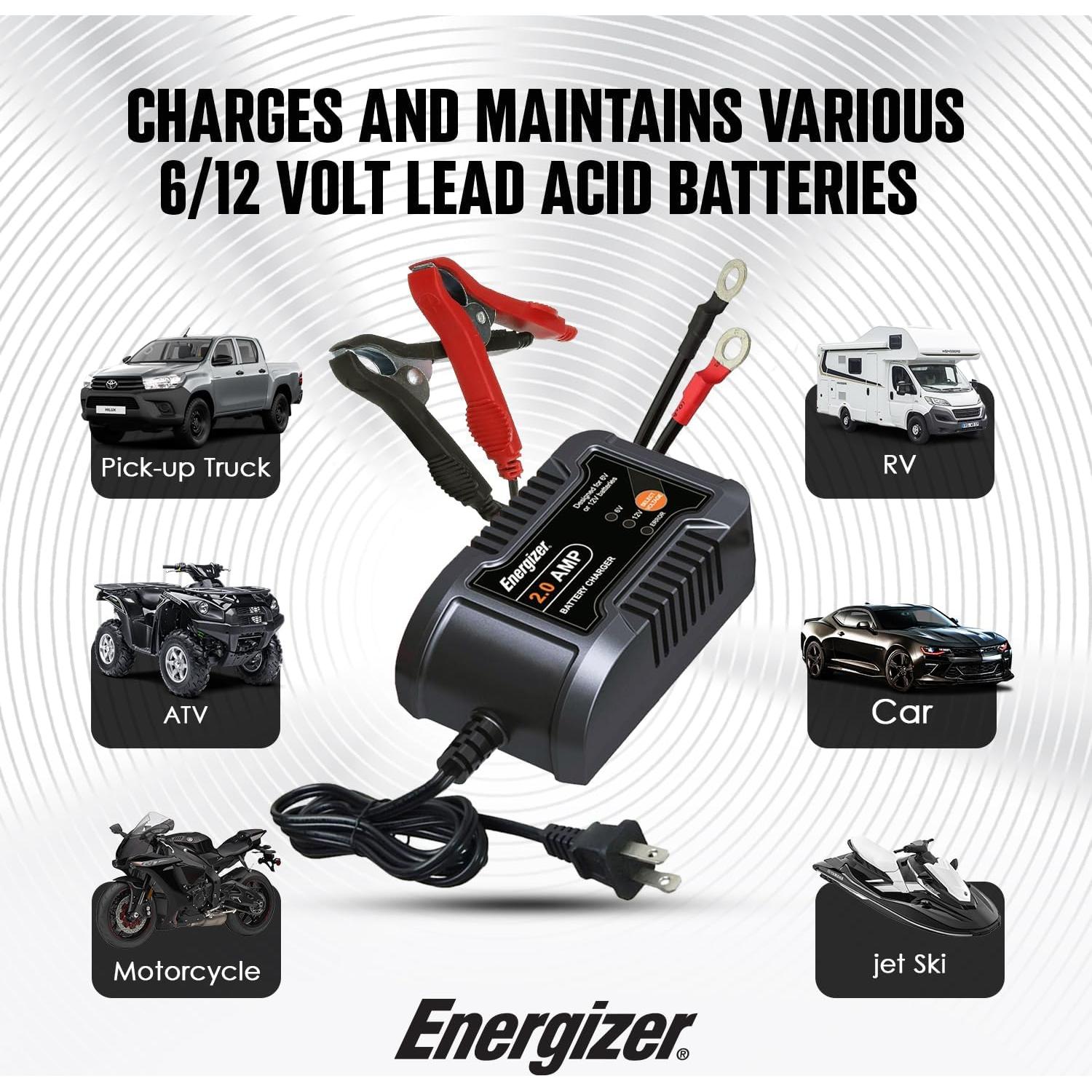 Cargador Mantenedor de Batería Energizer ENC2A 2A 6V/12V