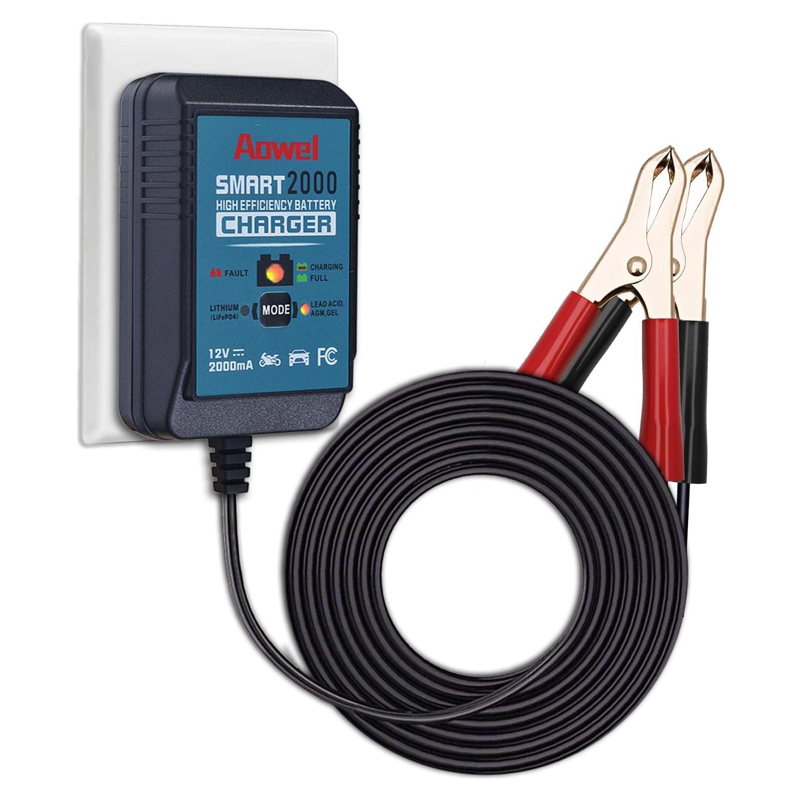 Cargador Mantenedor de Batería 12V 2A Aowel para AGM y Litio