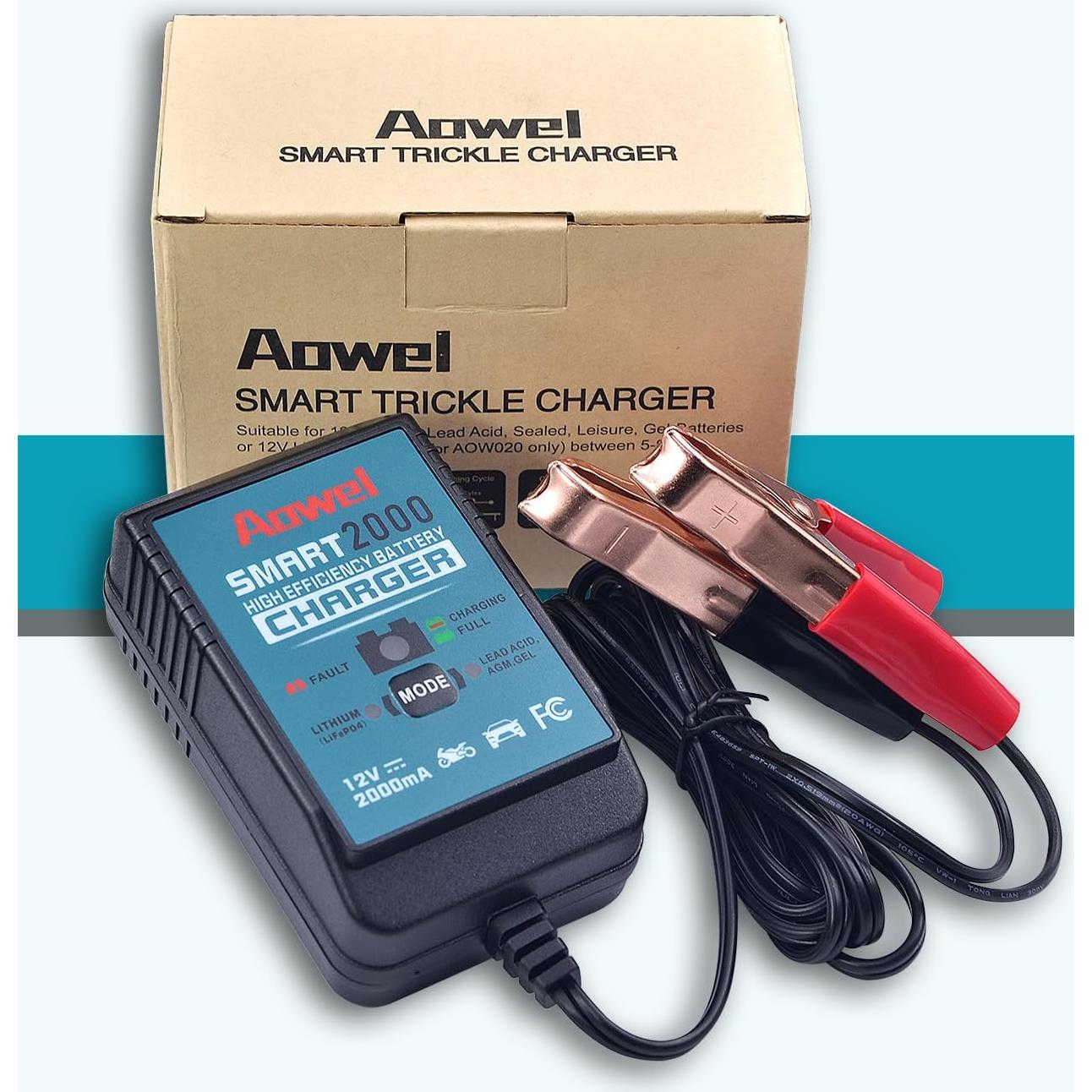 Cargador Mantenedor de Batería 12V 2A Aowel para AGM y Litio