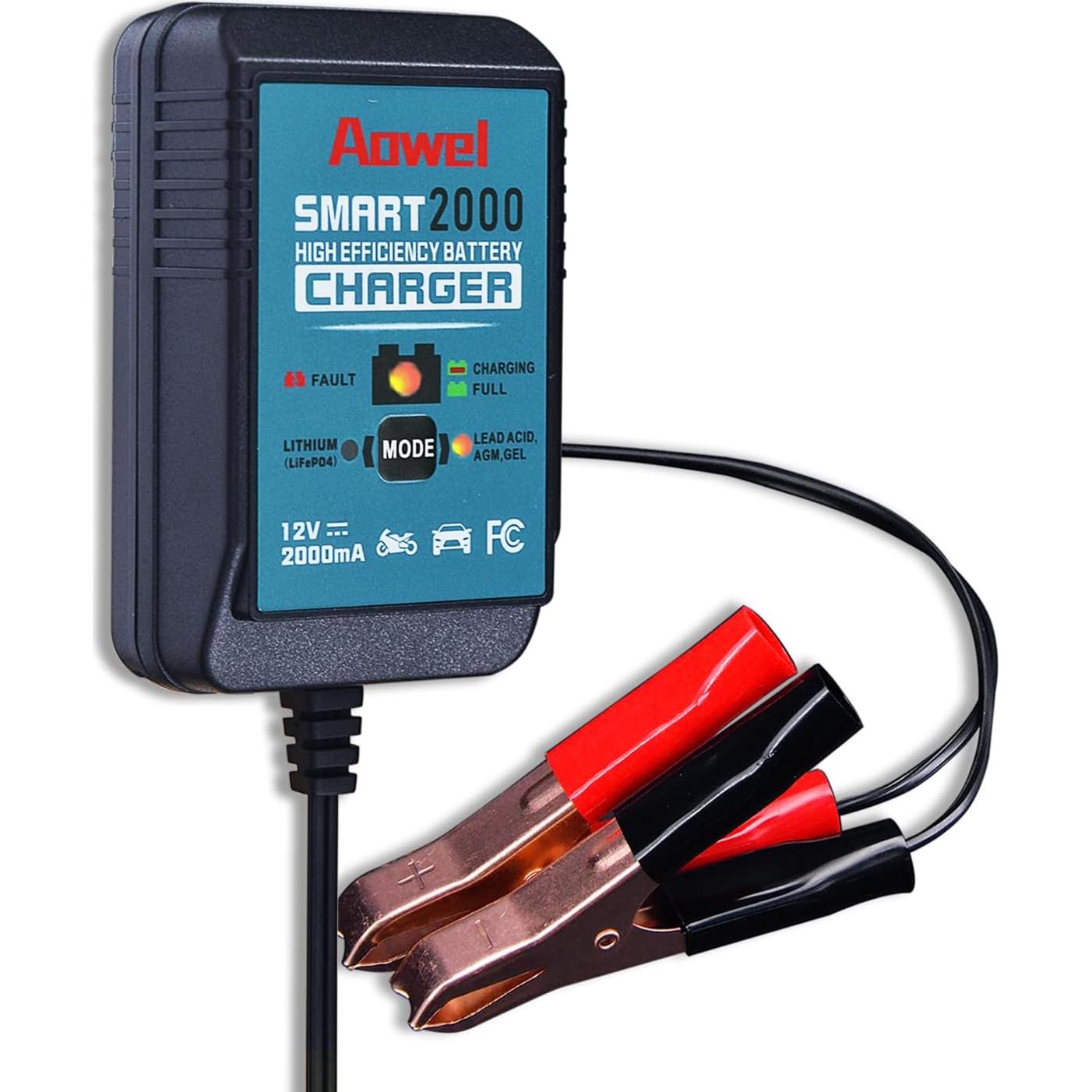 Cargador Mantenedor de Batería 12V 2A Aowel para AGM y Litio