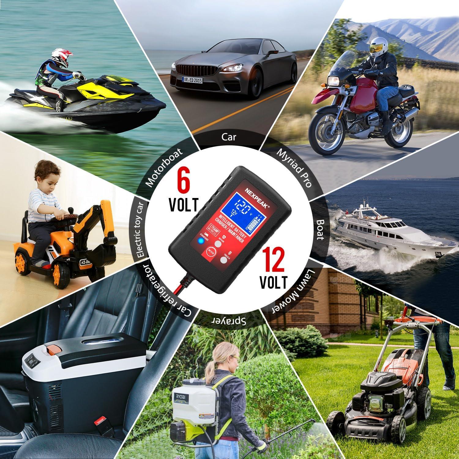 Cargador de Batería Inteligente NEXPEAK 6V/12V 1.75A 4 en 1