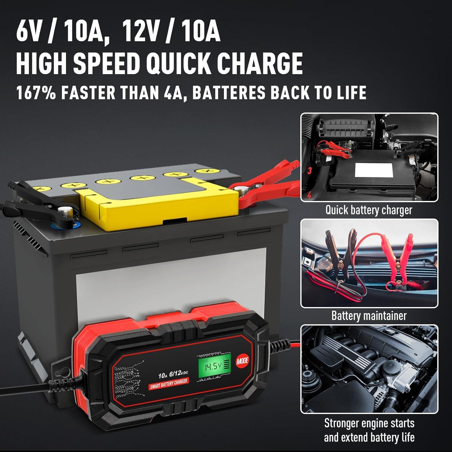 Cargador de Batería Sailnovo 10A 6V/12V Mantenedor Inteligente