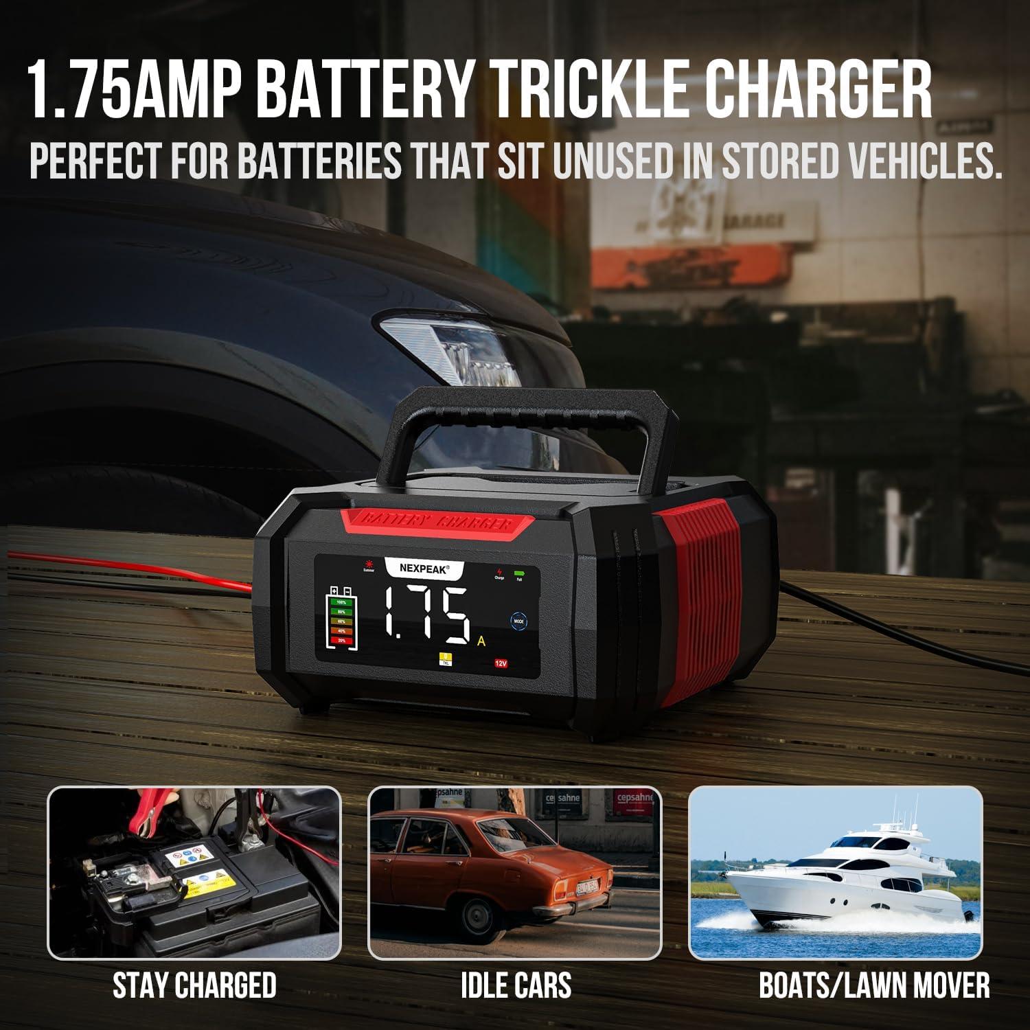 Cargador de Batería NEXPEAK 15A 12V/24V Inteligente 9 Etapas