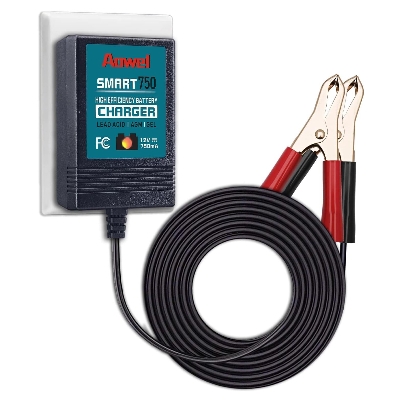 Cargador de batería inteligente Aowel 12V 750mA para coches y motos