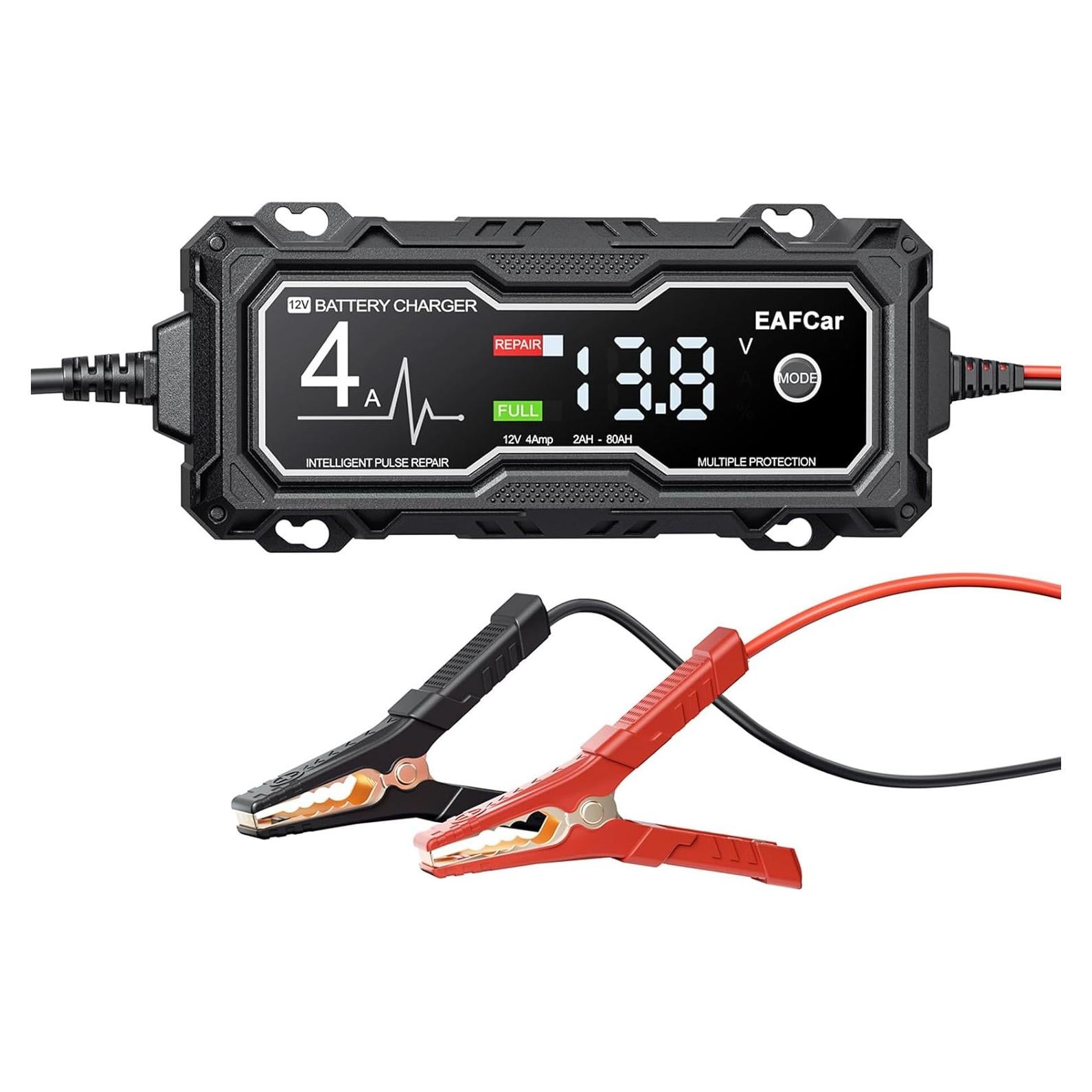 Cargador de Batería 12V EAFCar 4A con Pantalla LCD