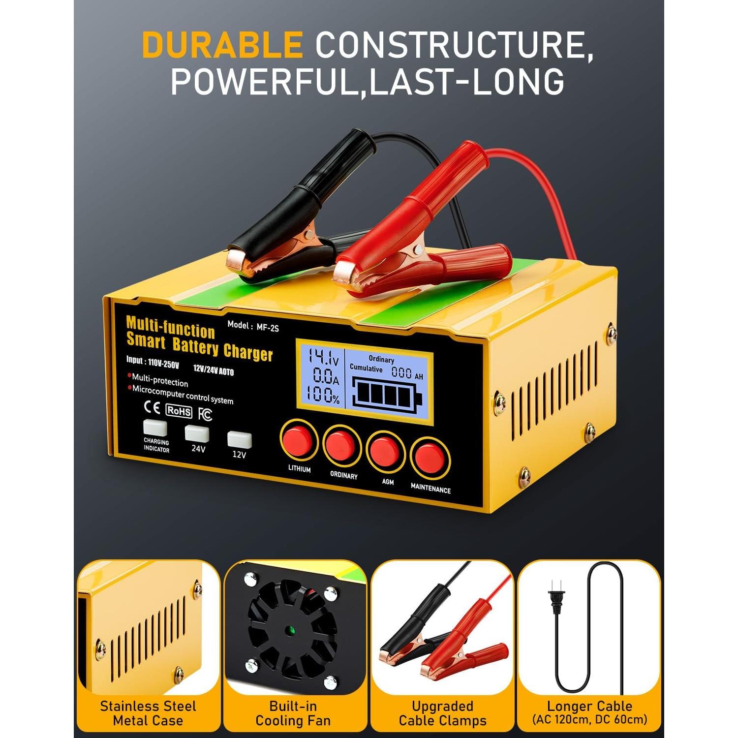 Cargador de Batería Inteligente Huiaipaic 12V/24V 12A