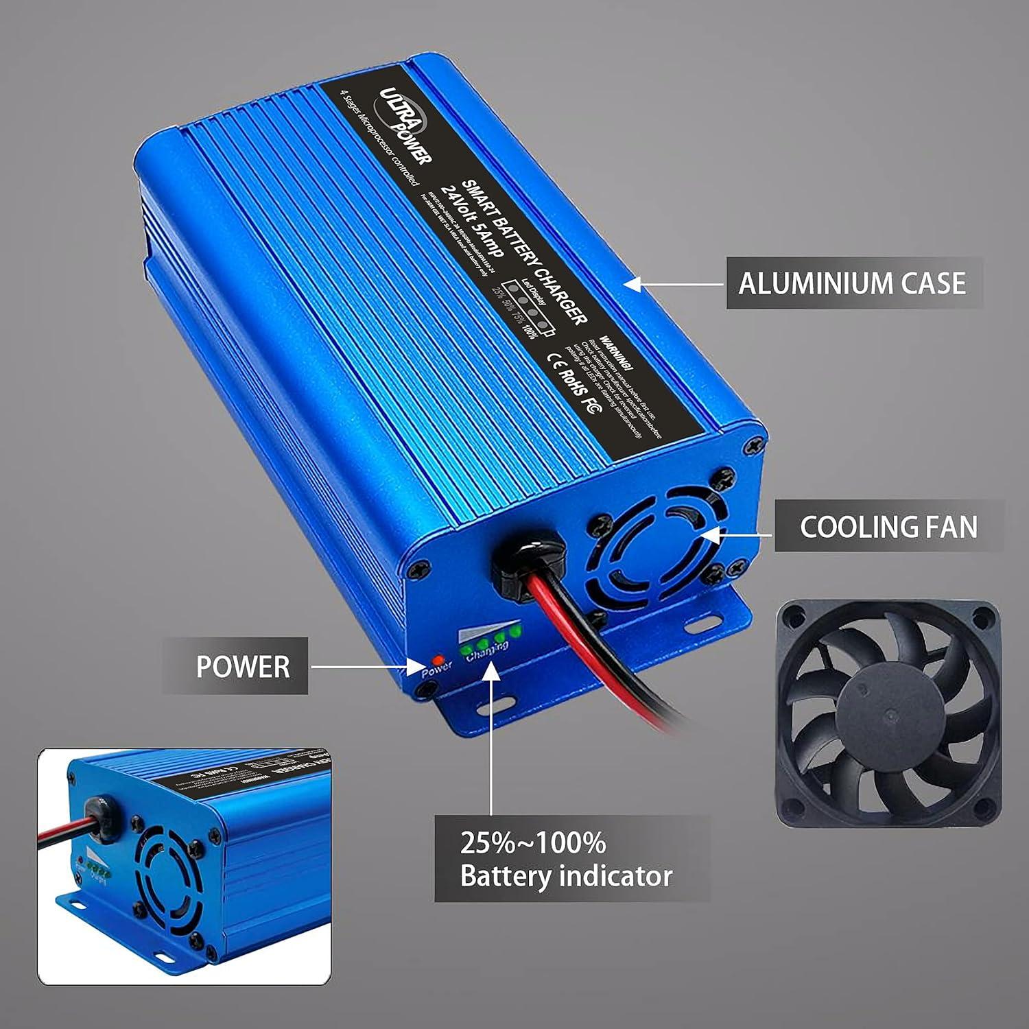 Cargador de Batería ULTRAPOWER 24V 5A Inteligente Automático