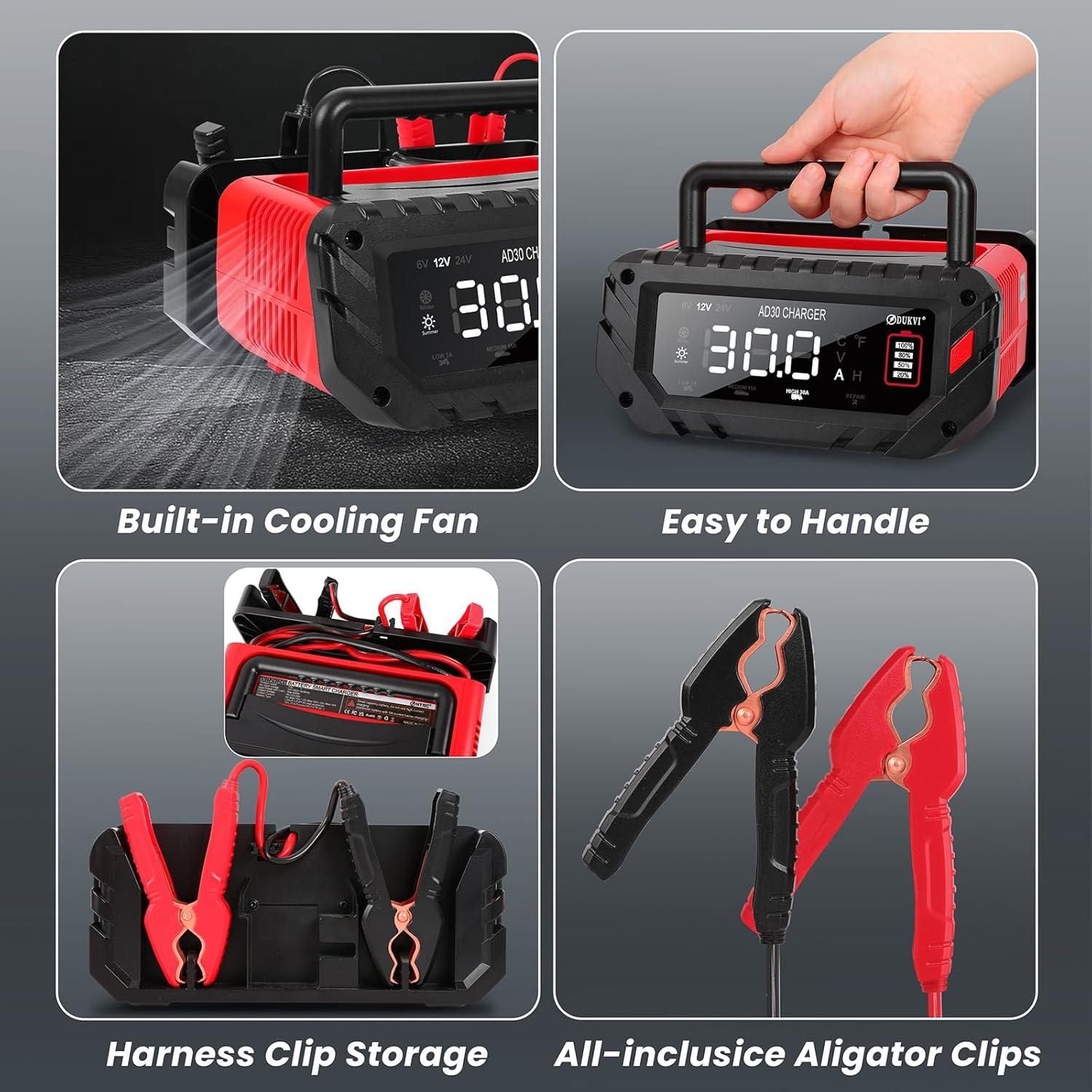 Cargador Inteligente DUKVI 30A 6V/12V/24V para Baterías