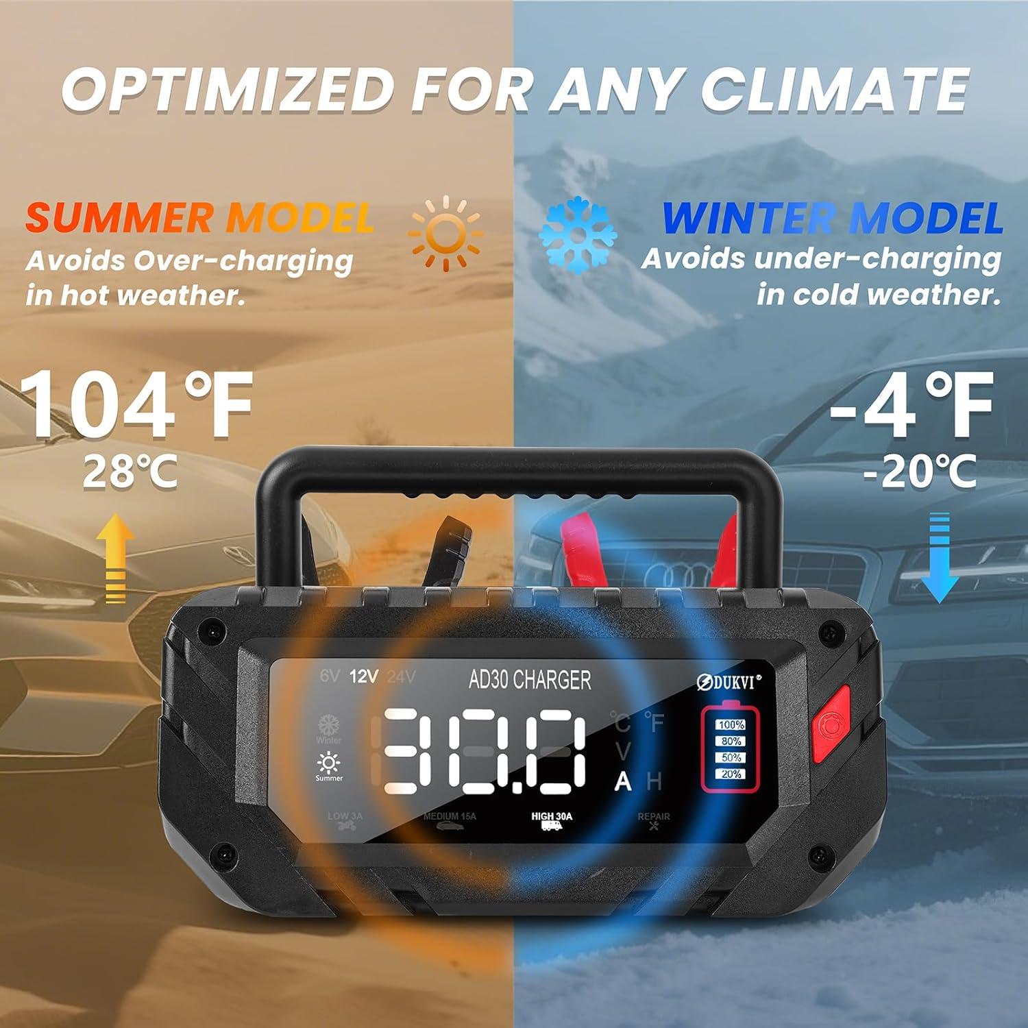 Cargador Inteligente DUKVI 30A 6V/12V/24V para Baterías