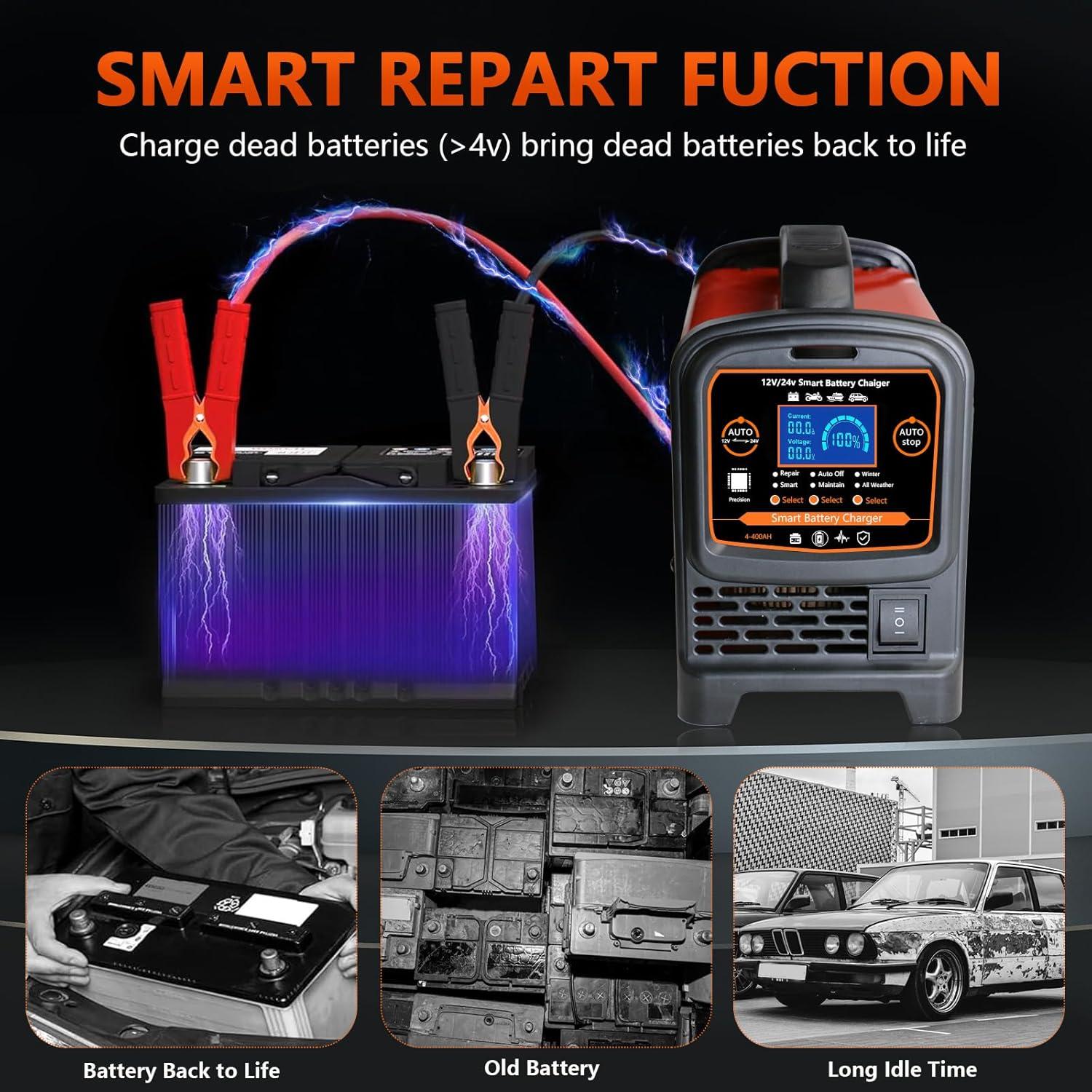 Cargador de Batería Automático 12V/24V Ryansunoro 15A