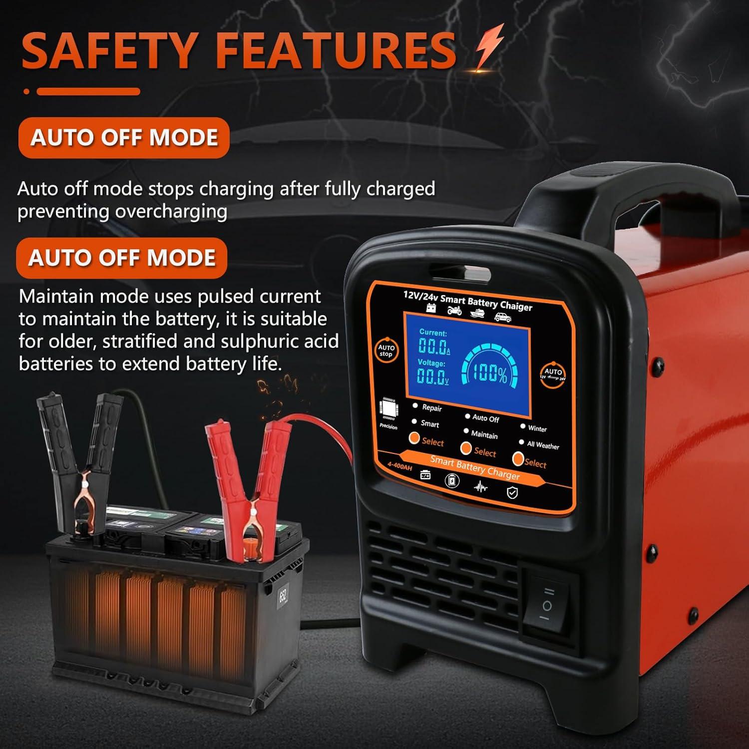 Cargador de Batería Automático 12V/24V Ryansunoro 15A