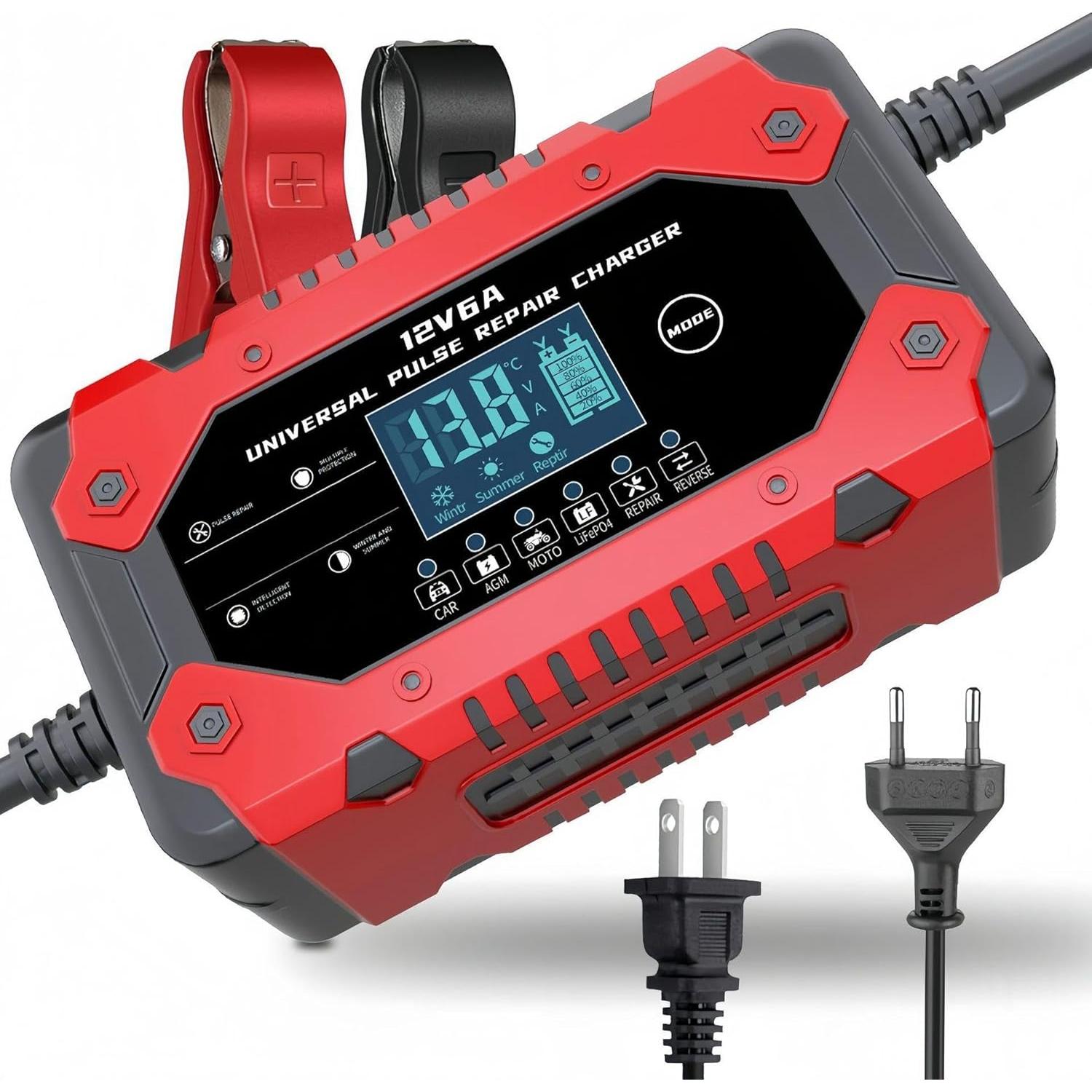 Cargador de Batería 12V 6A Genérico Inteligente con LCD