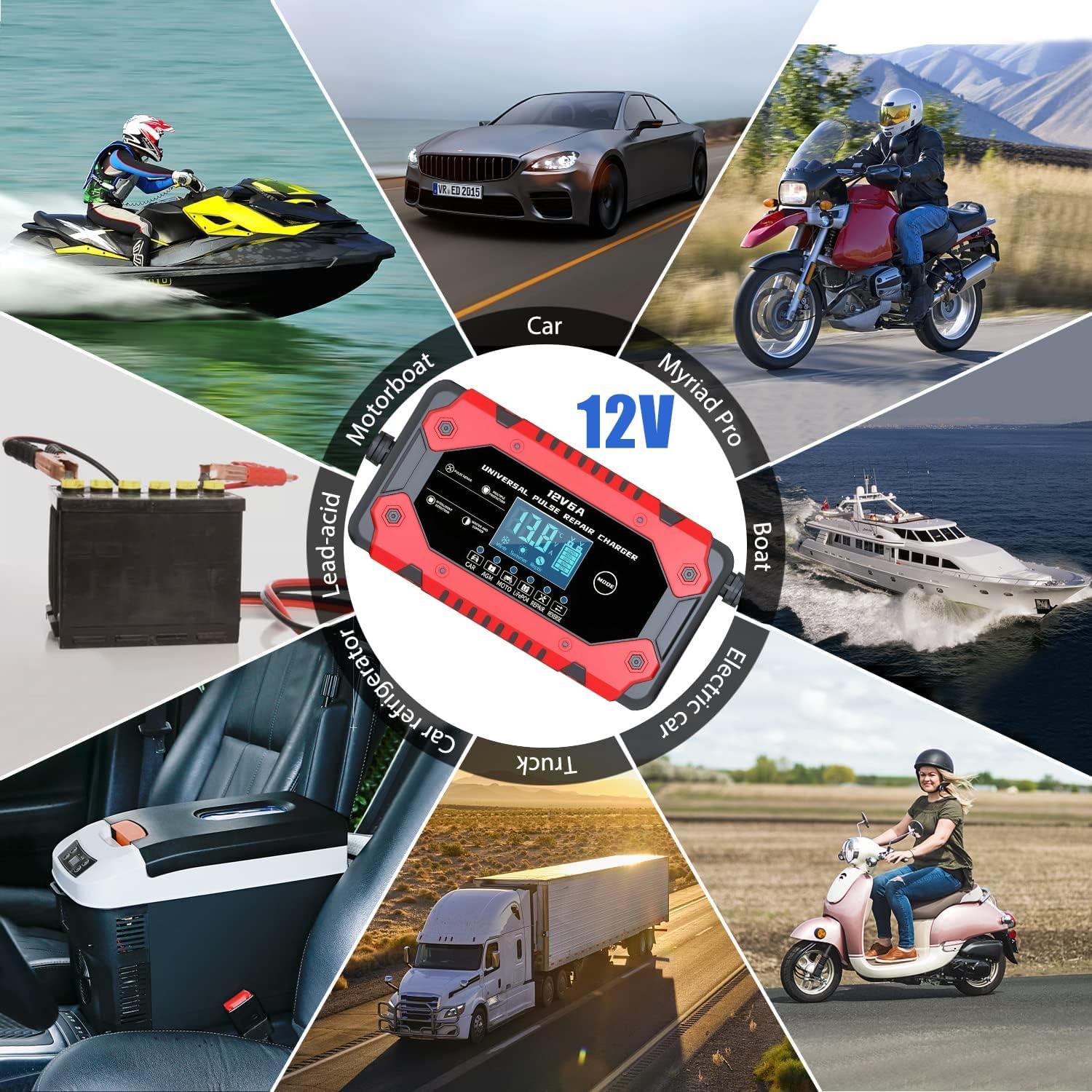 Cargador de Batería 12V 6A Genérico Inteligente con LCD