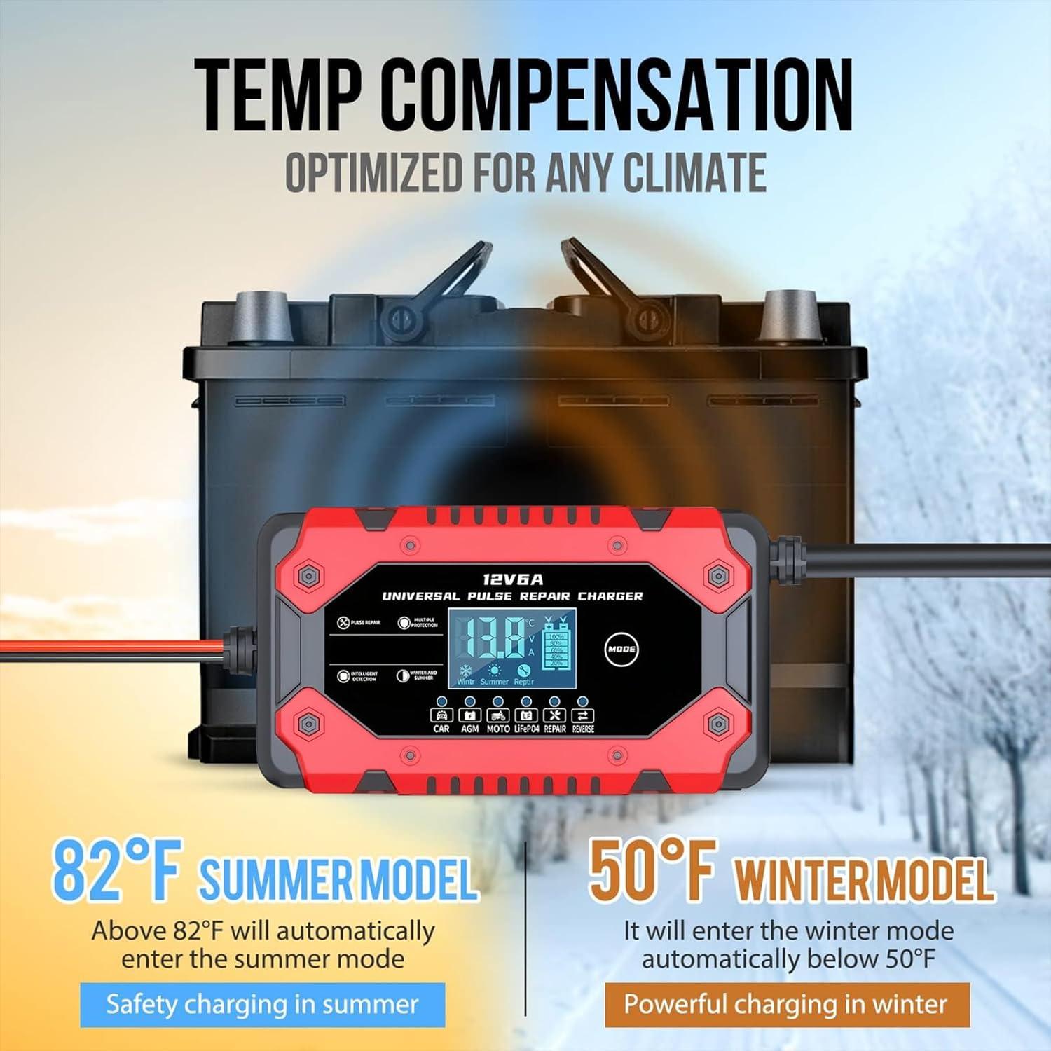 Cargador de Batería 12V 6A Genérico Inteligente con LCD