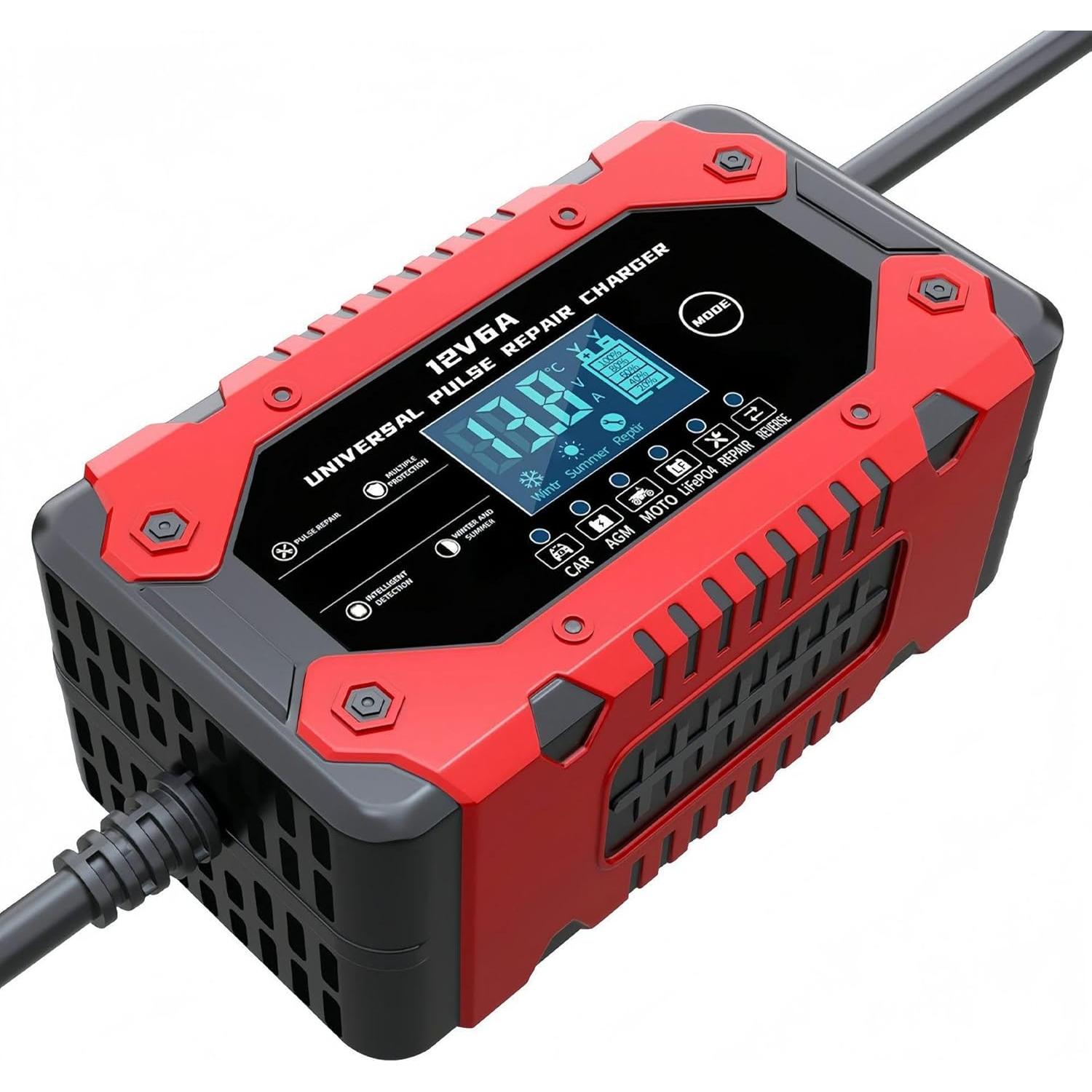 Cargador de Batería 12V 6A Genérico Inteligente con LCD
