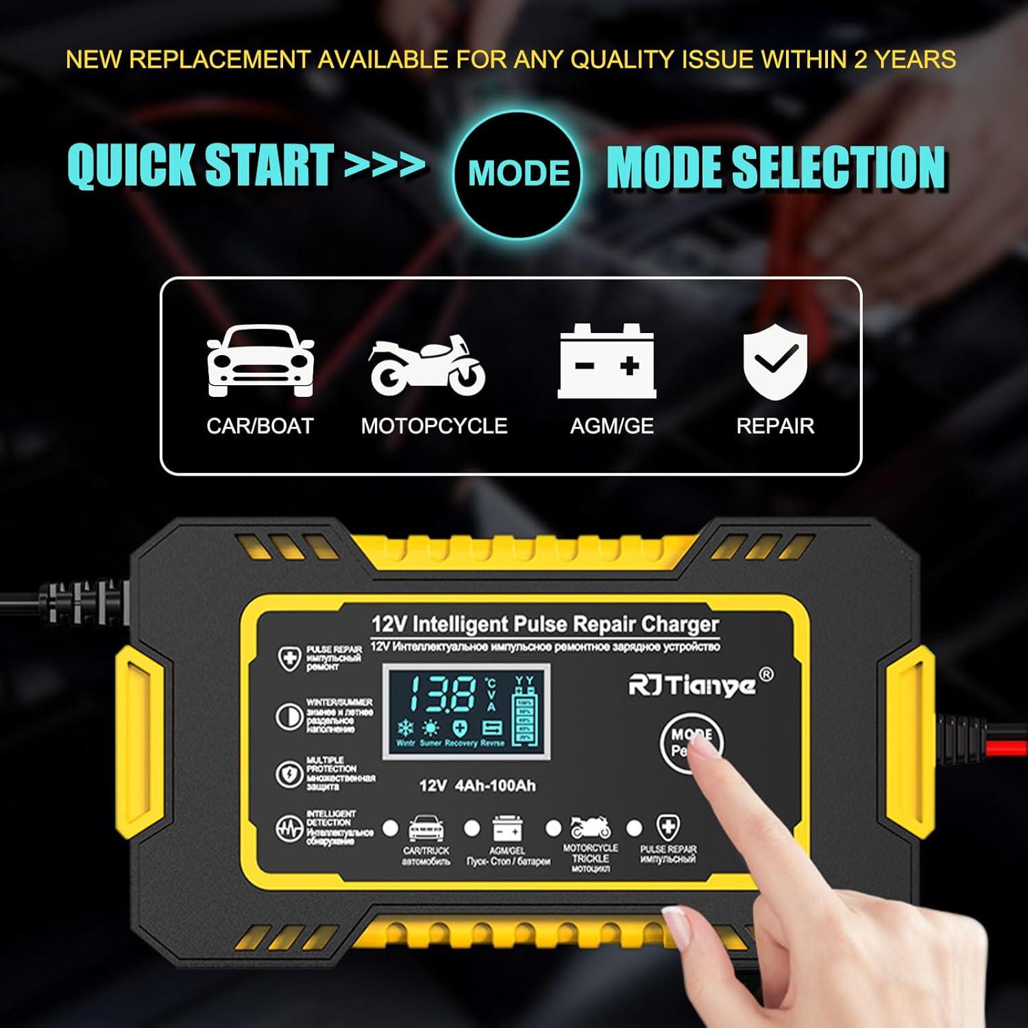 Cargador de Batería 12V 6A Inteligente para Autos y Motos