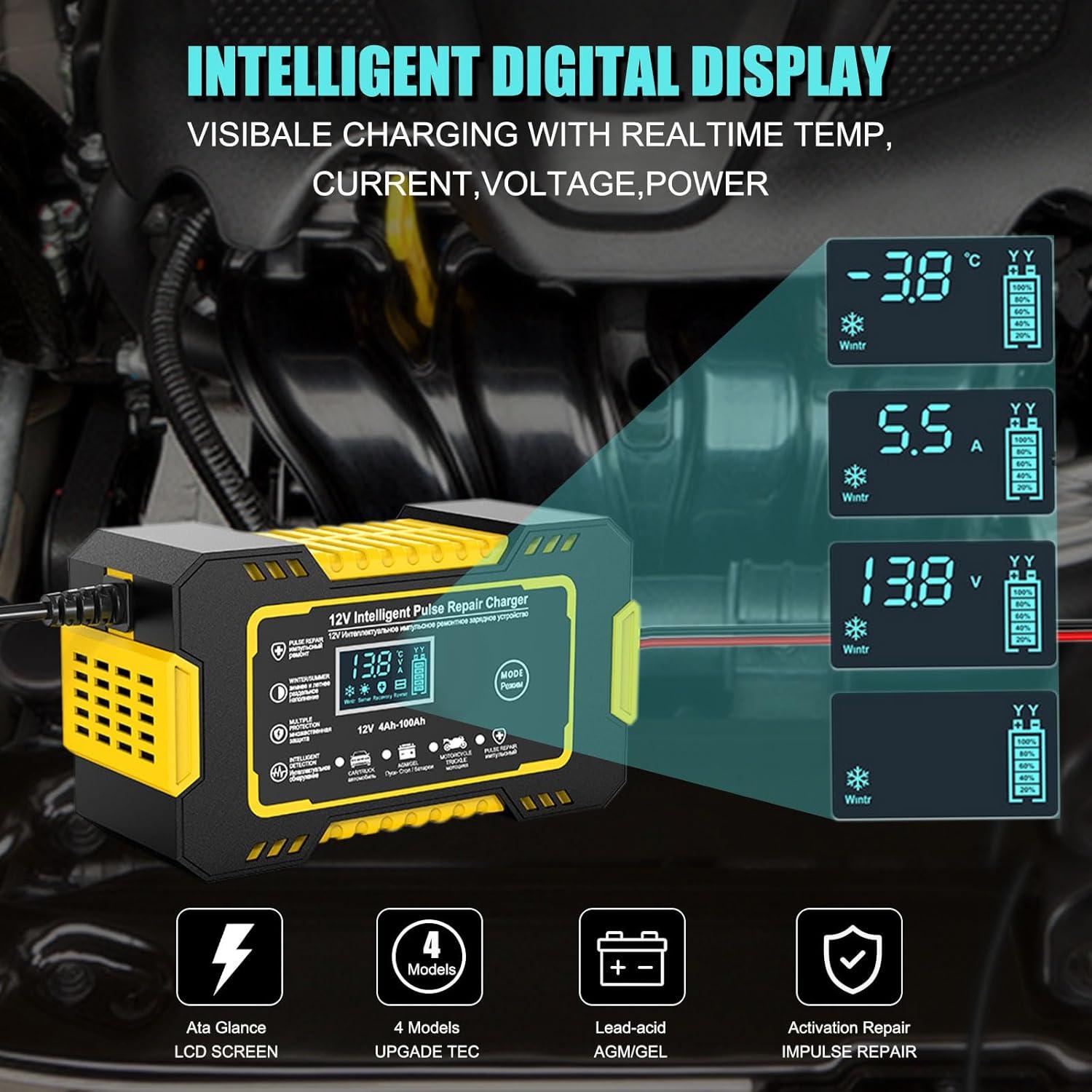 Cargador de Batería 12V 6A Inteligente para Autos y Motos