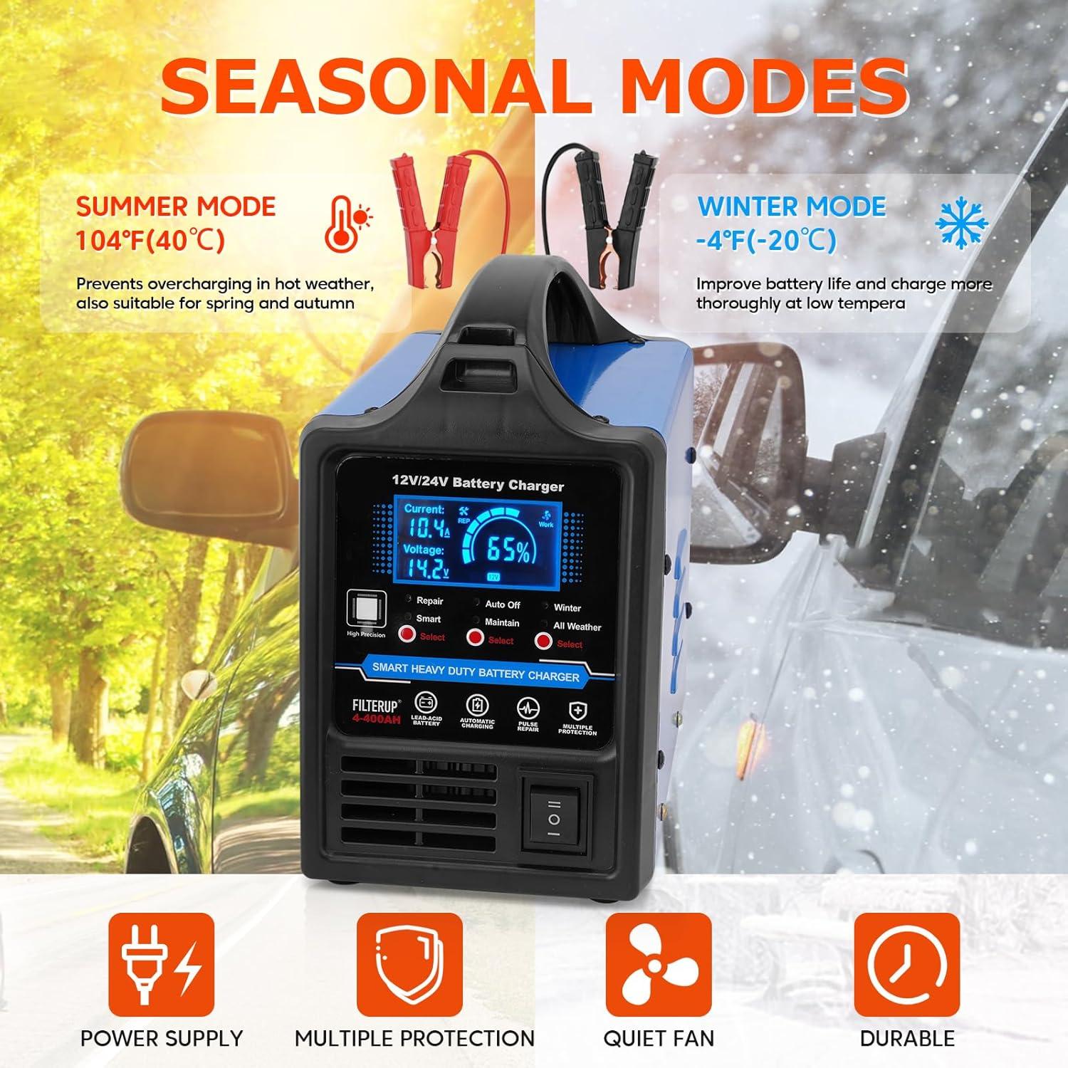 Cargador de Batería Plomo-Ácido 12V 24V FILTERUP 0-15A